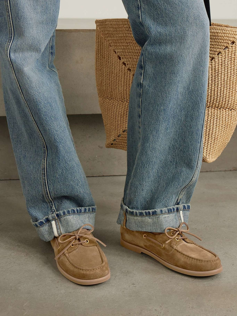 Gianvito Rossi Suede boat shoes Camel outlook