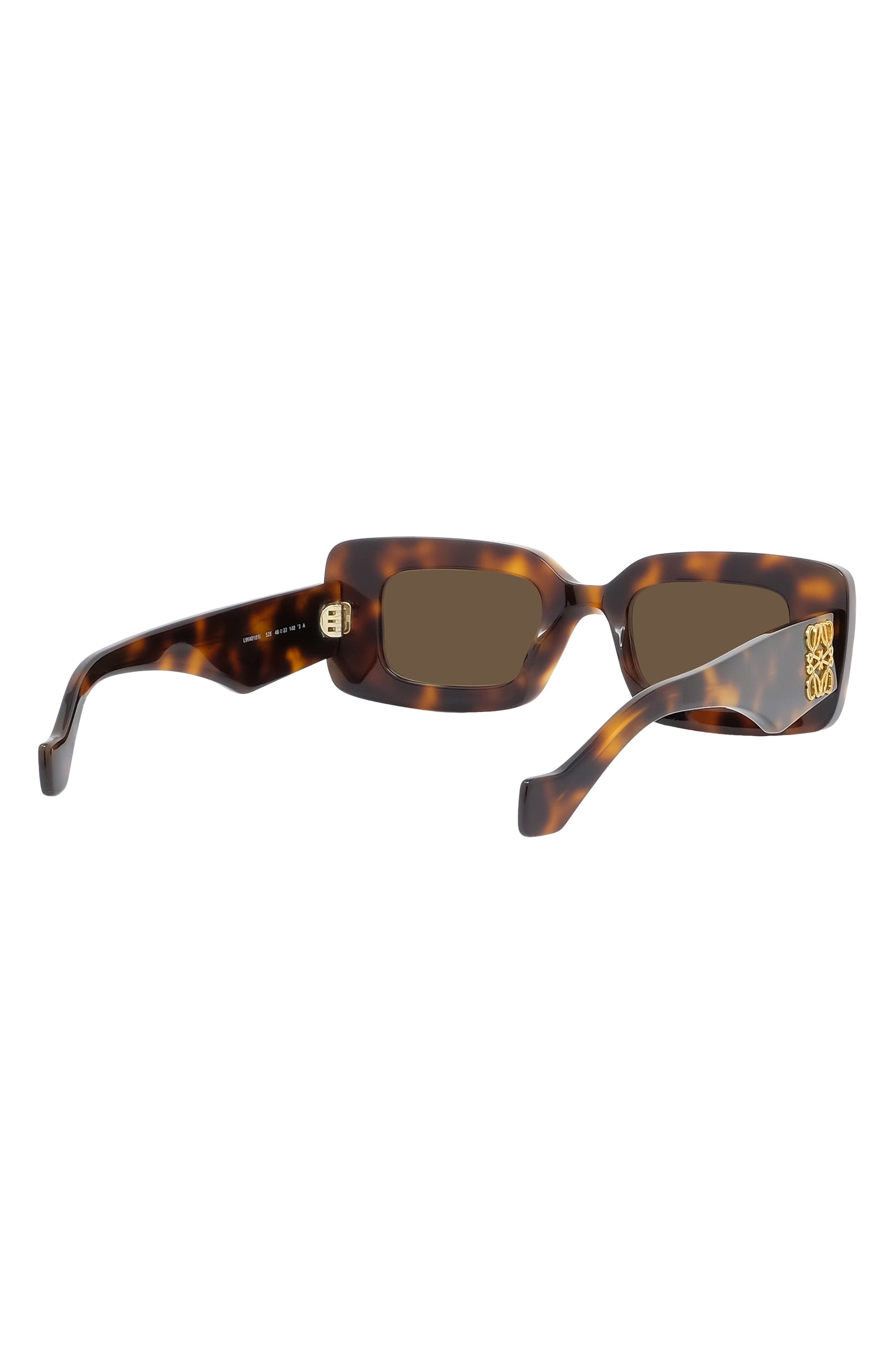 Loewe Chunky Anagram 46mm Rectangular Sunglasses in Dark Havana /Brown at Nordstrom - 4
