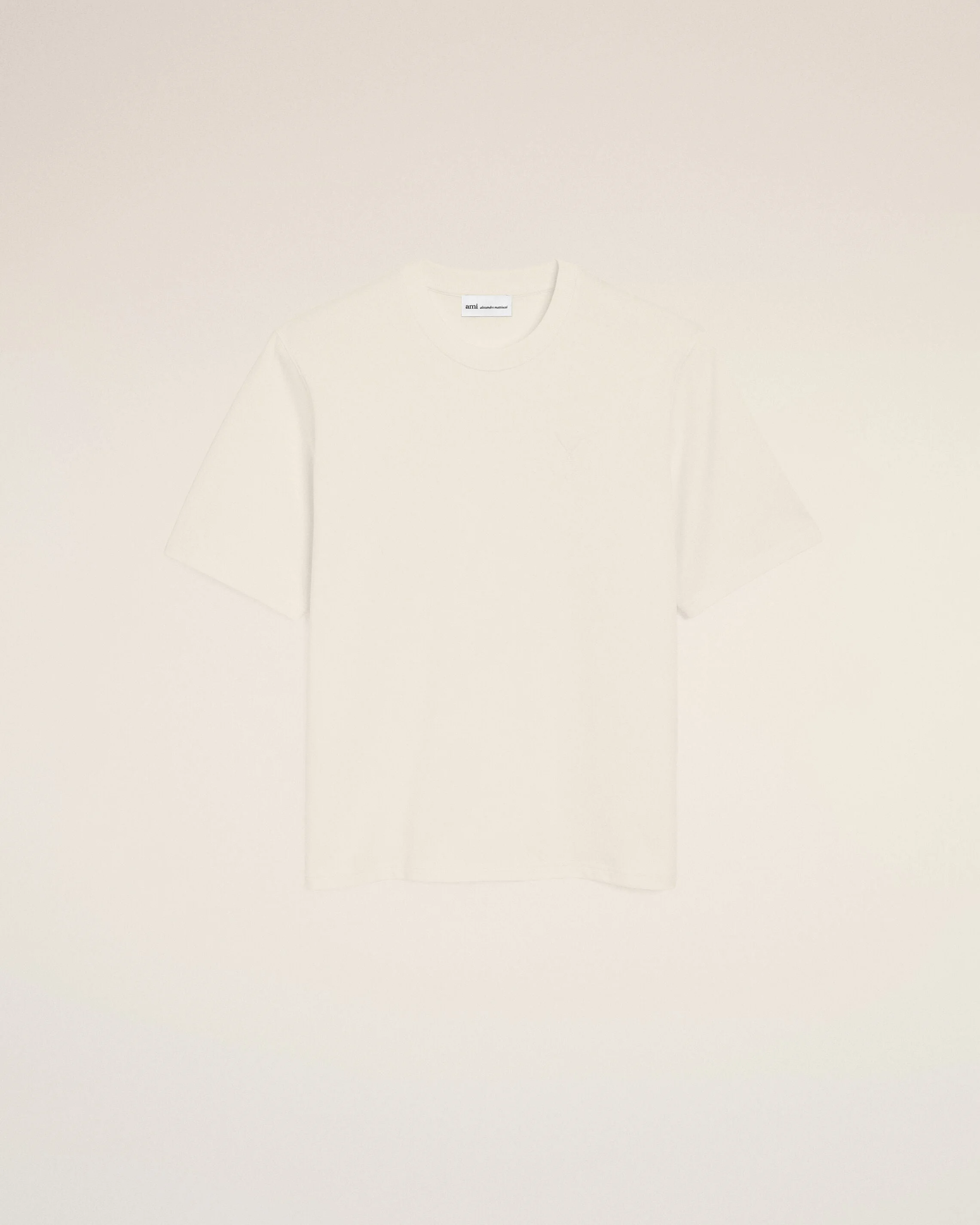 WHITE COTTON AMI DE COEUR EMBOSSED T-SHIRT - 1