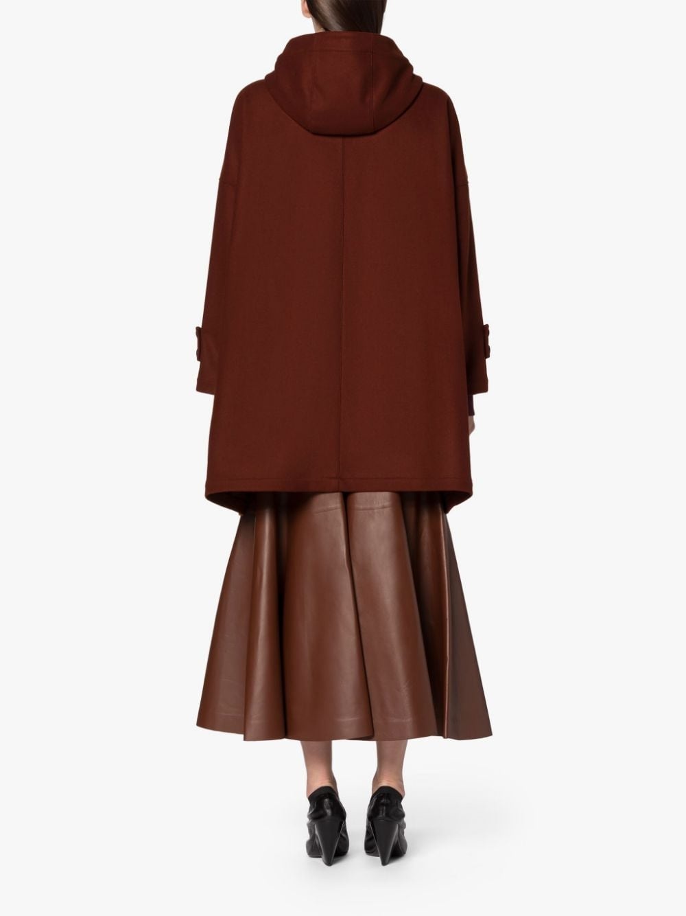 HUMBIE HOOD BROWN WOOL OVERCOAT - 4
