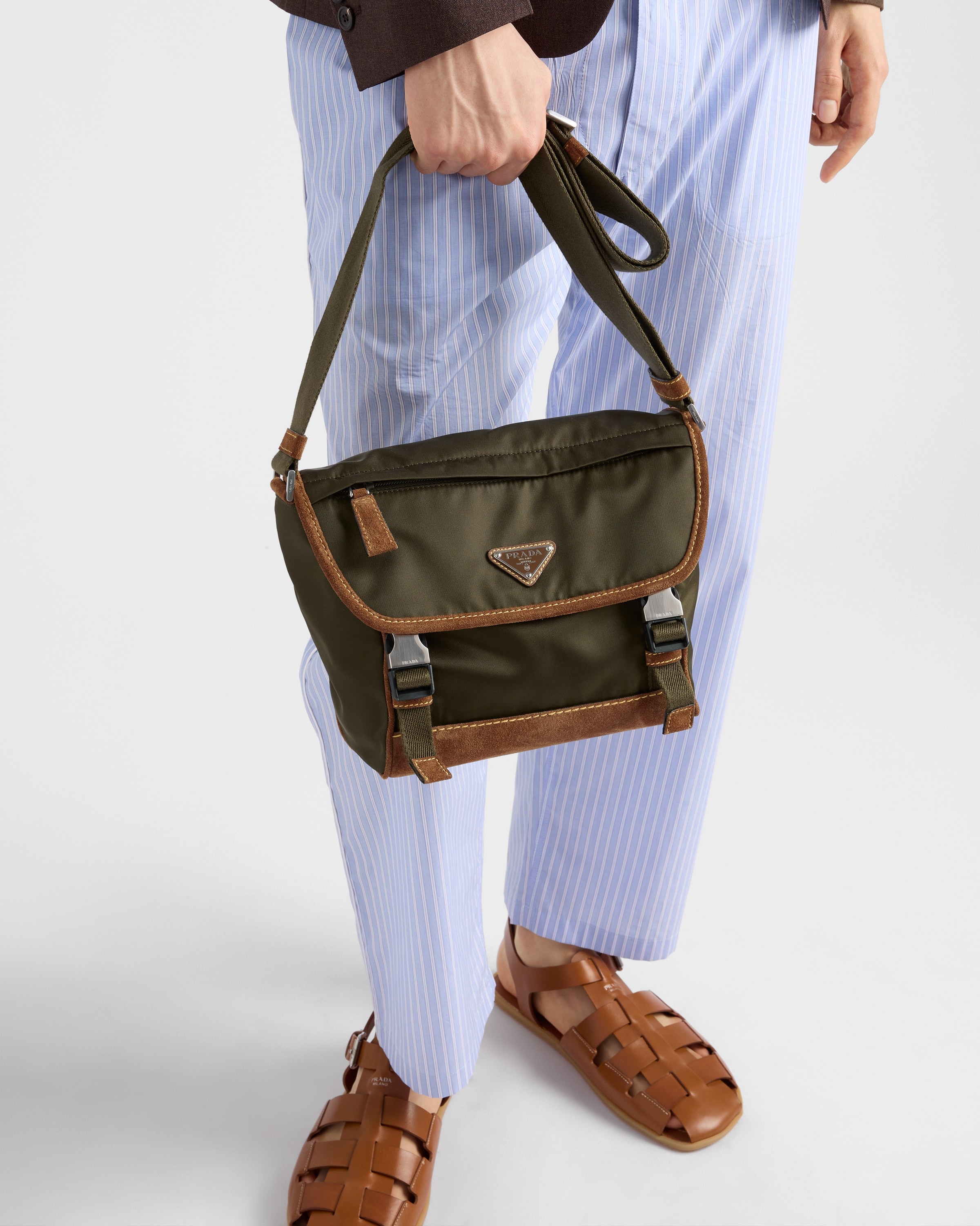 Medium Re-Nylon and suede shoulder bag - 2