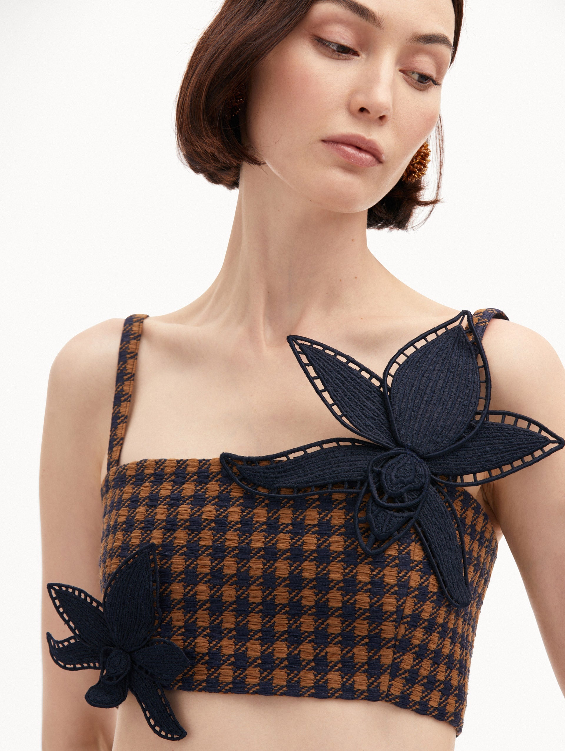 CHECK TWEED ORCHID EMBROIDERED TOP - 6