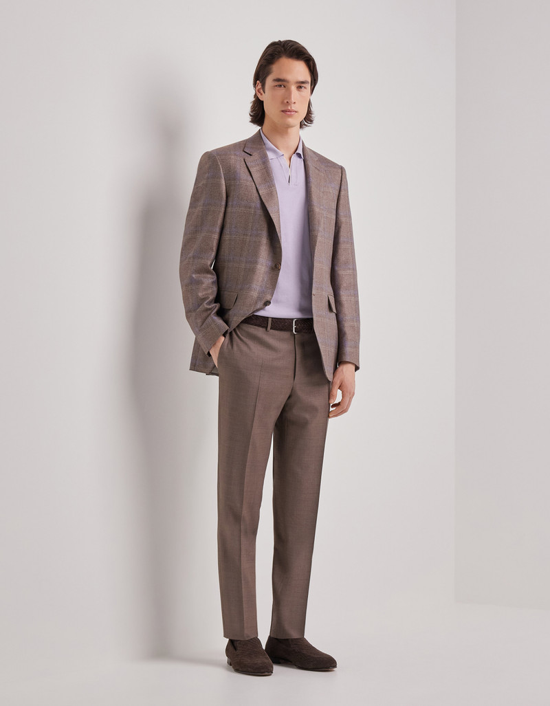 Canali WALNUT AND LILAC SILK AND CASHMERE REGULAR-FIT OVERCHECK JACKET outlook