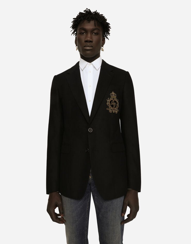 Single-breasted wool and cashmere jacket with DG patch - 4