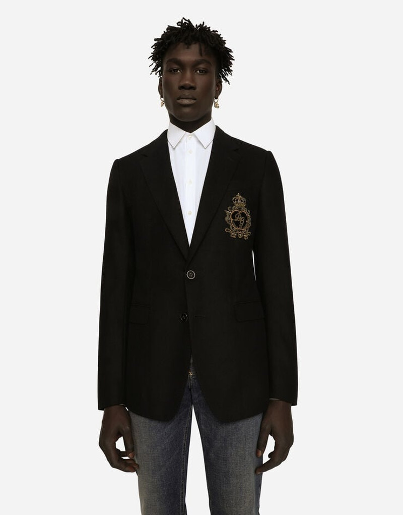 Single-breasted wool and cashmere jacket with DG patch 4