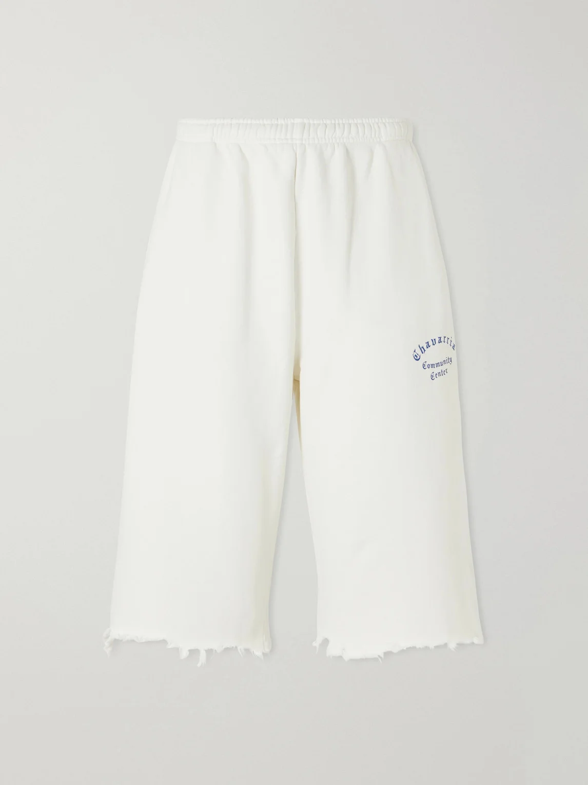 Community Center Distressed Logo-Print Cotton-Jersey Shorts - 1