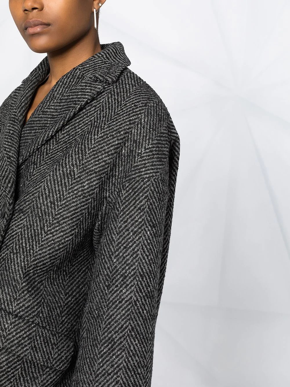 herringbone double-breasted coat - 3