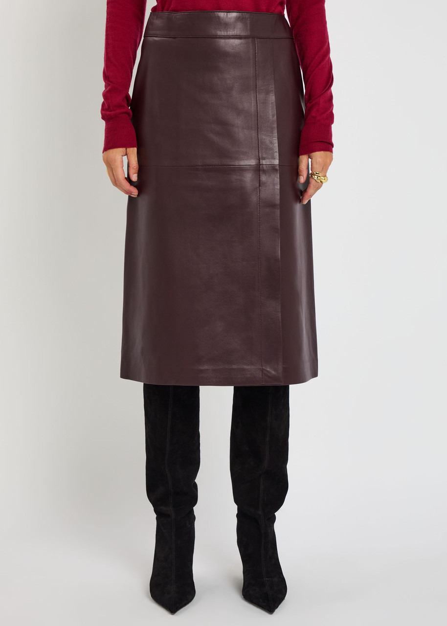 Joseph Panelled Wrap-effect Leather Midi Skirt - 2