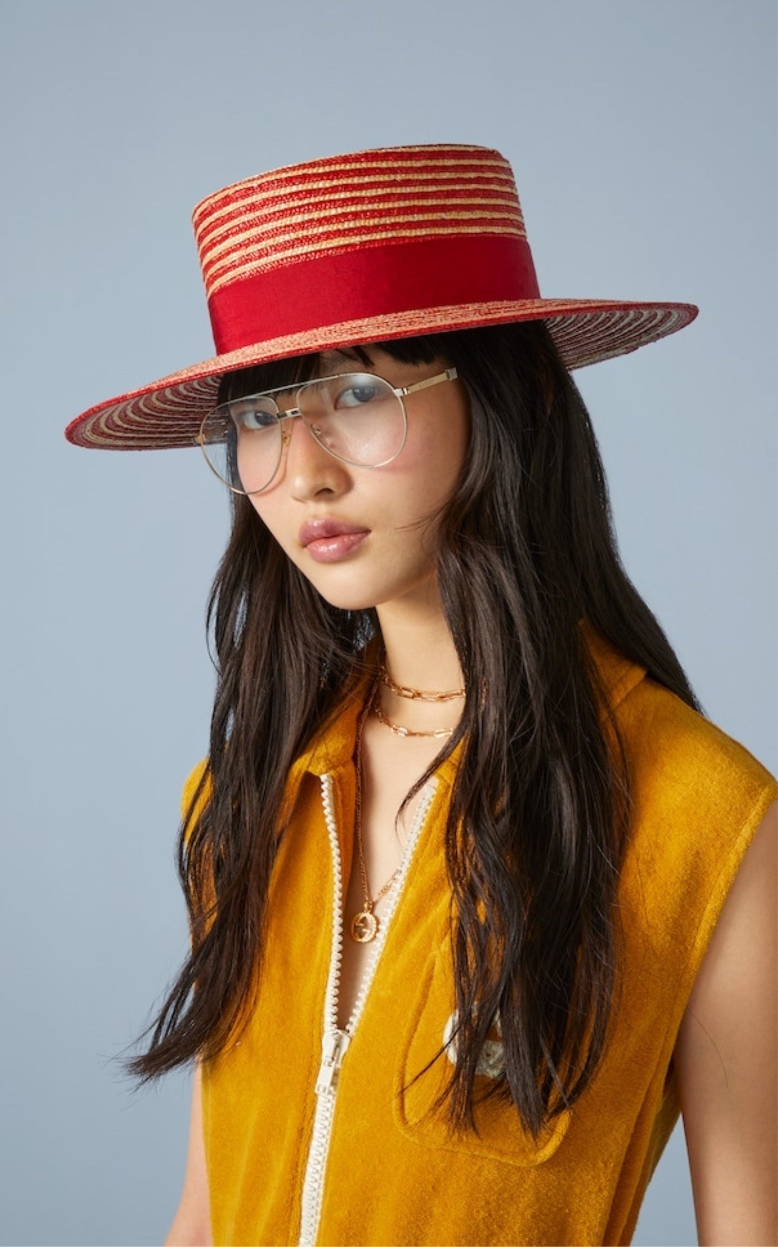 Red Striped Straw Hat - 2