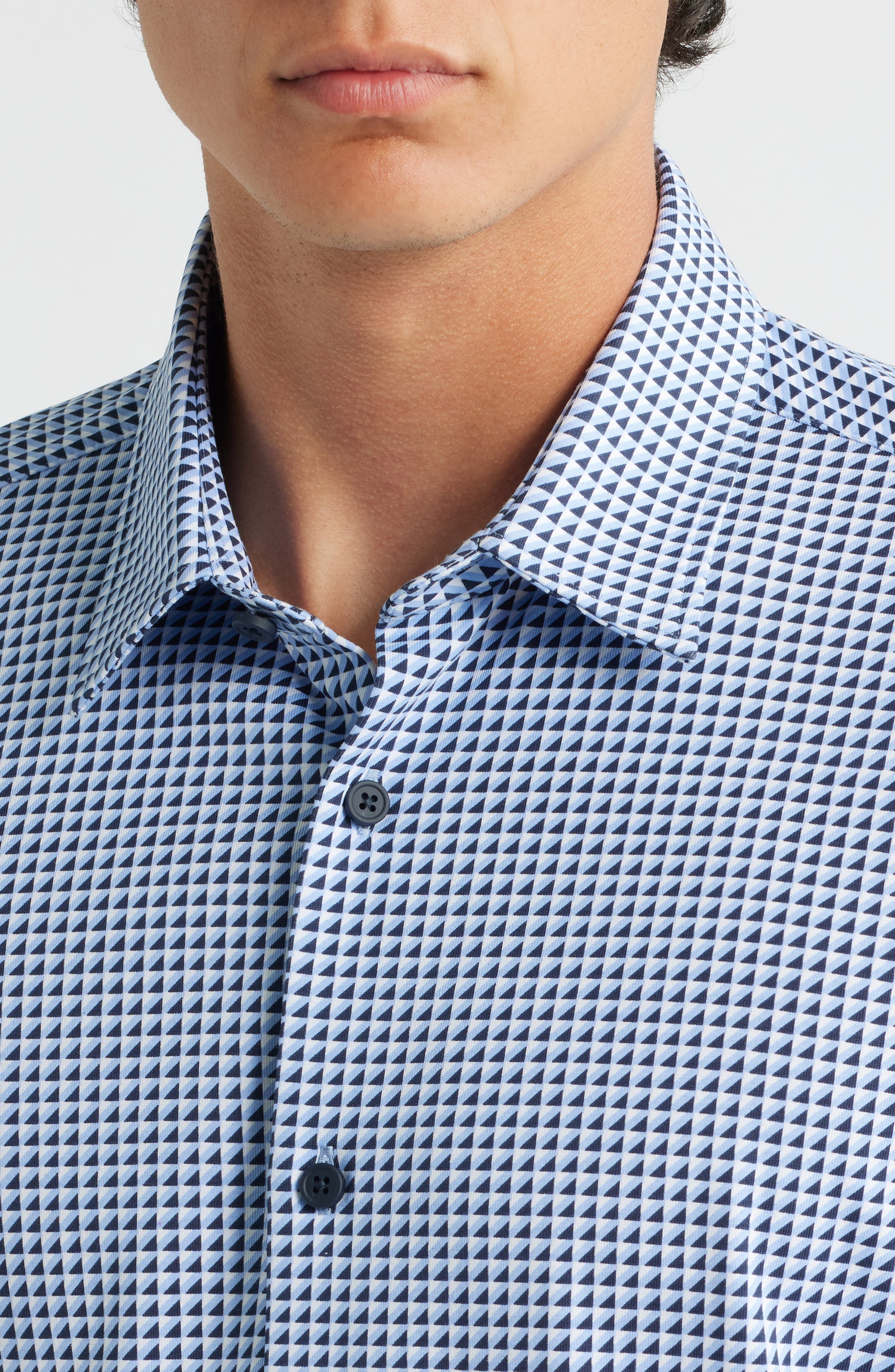 BOSS Roan Kent Slim Fit Button-Up Shirt in Light/Pastel Blue Geo at Nordstrom - 2