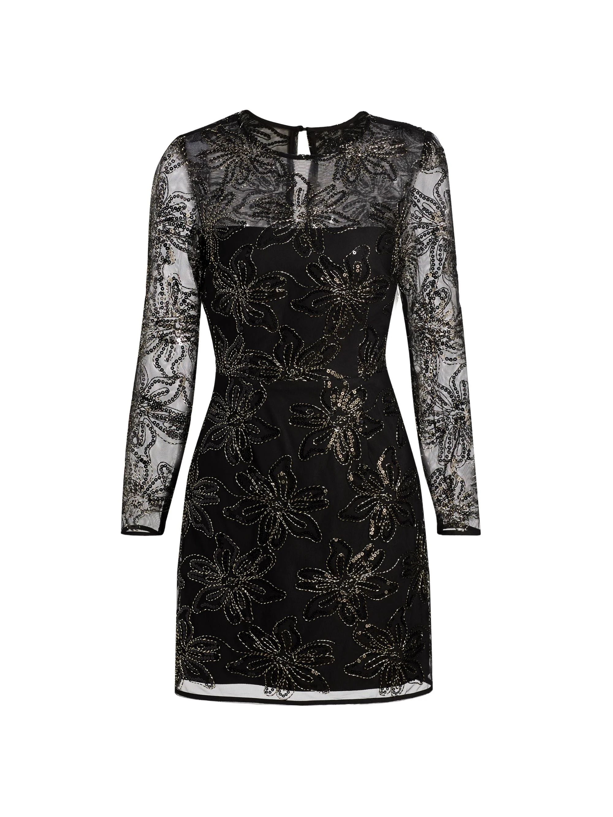 Women's Adele Embroidered-Mesh Minidress - Black - 1
