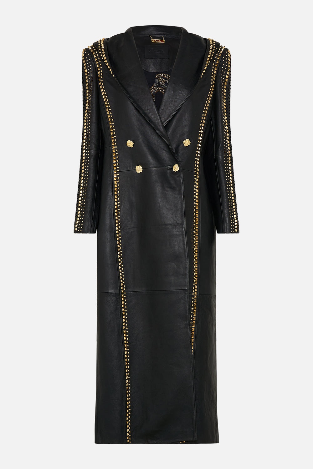 LONG LEATHER COAT WITH HOOD - 1