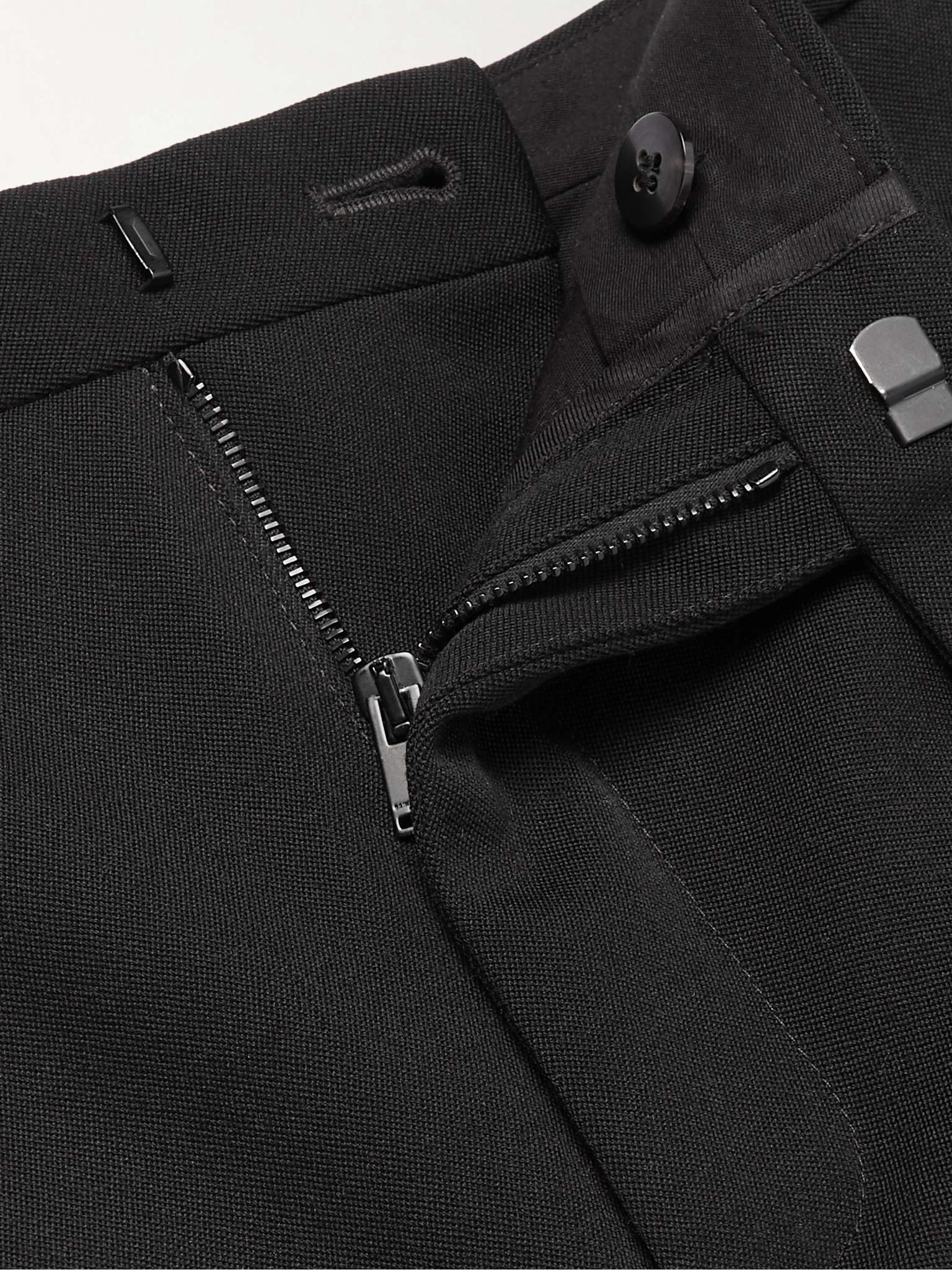 Tapered Silk-Trimmed Grain de Poudre Wool Trousers - 3