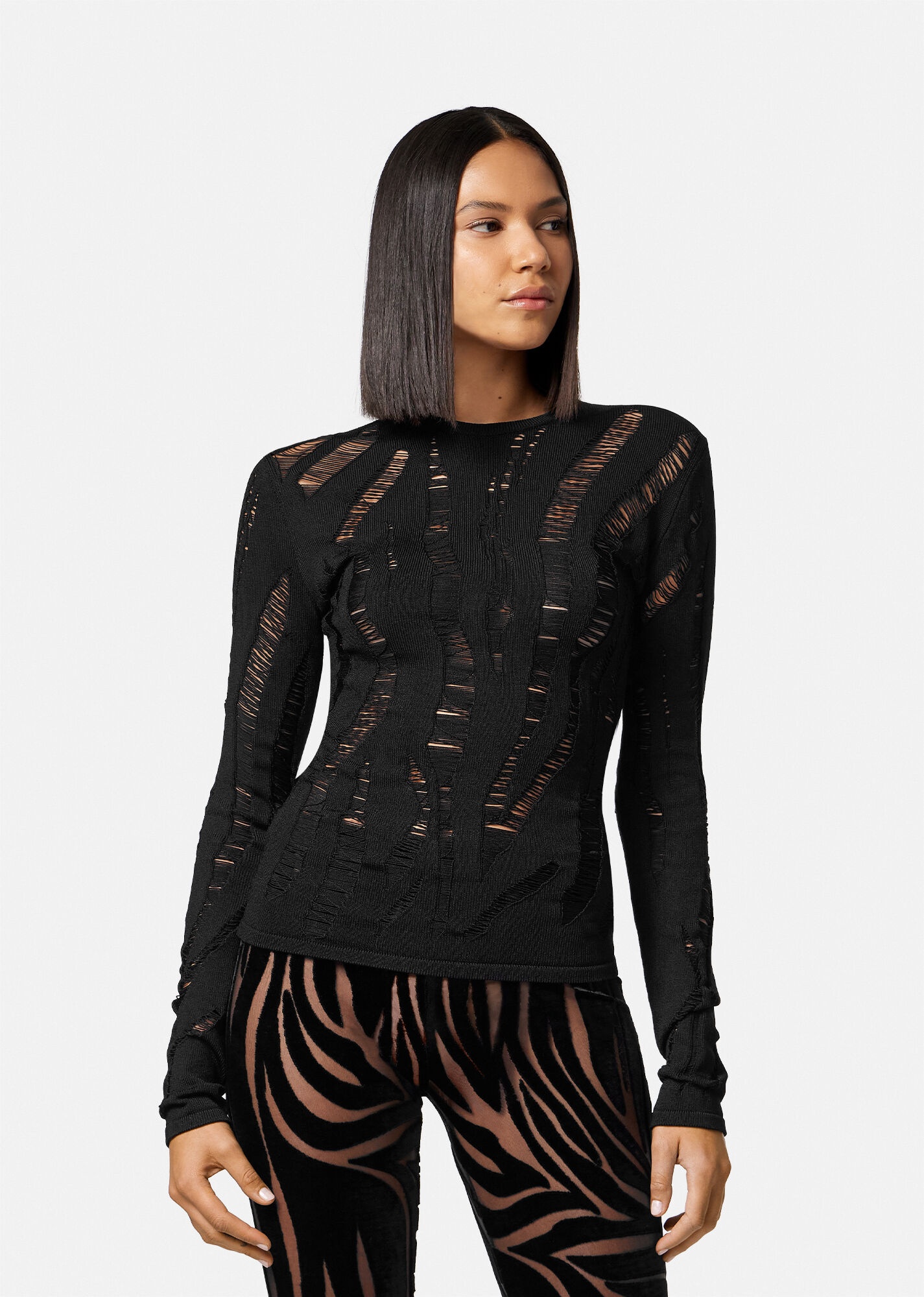 Slashed Knit Sweater - 3