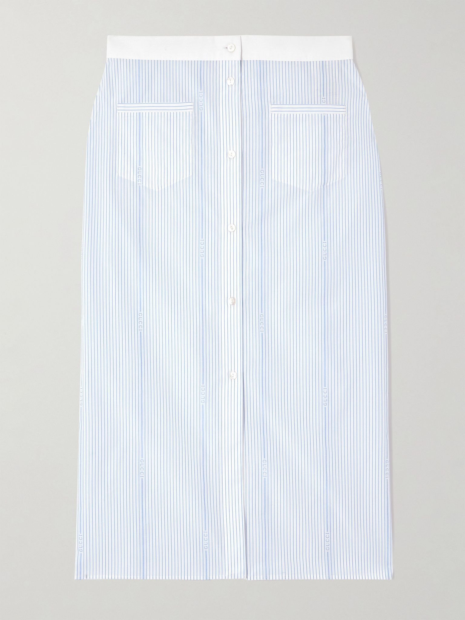 Lido striped cotton-poplin midi skirt Blue - 1
