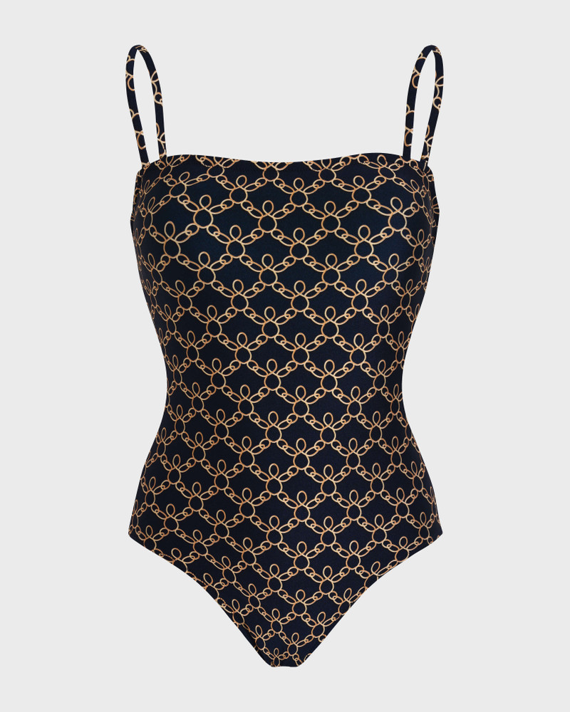 WOMEN BUSTIER ONE-PIECE SWIMSUIT TURTLES CHAIN 1
