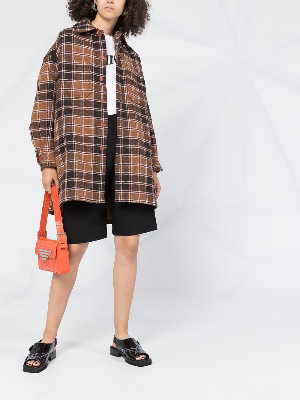 oversized checkered shirt coat - 2