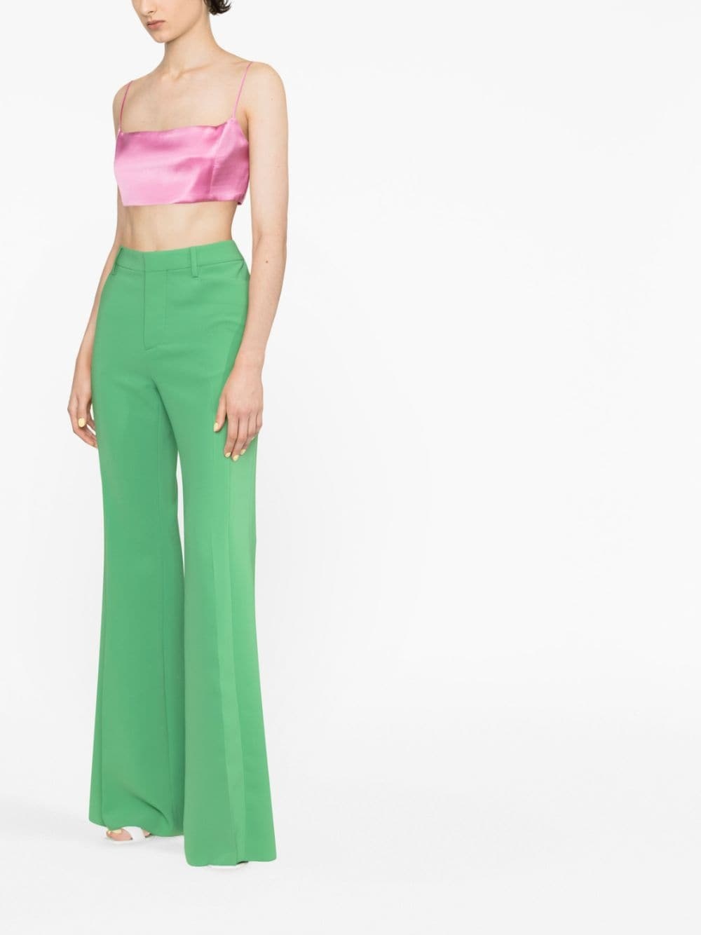 cut-out mesh detail flared trousers - 3