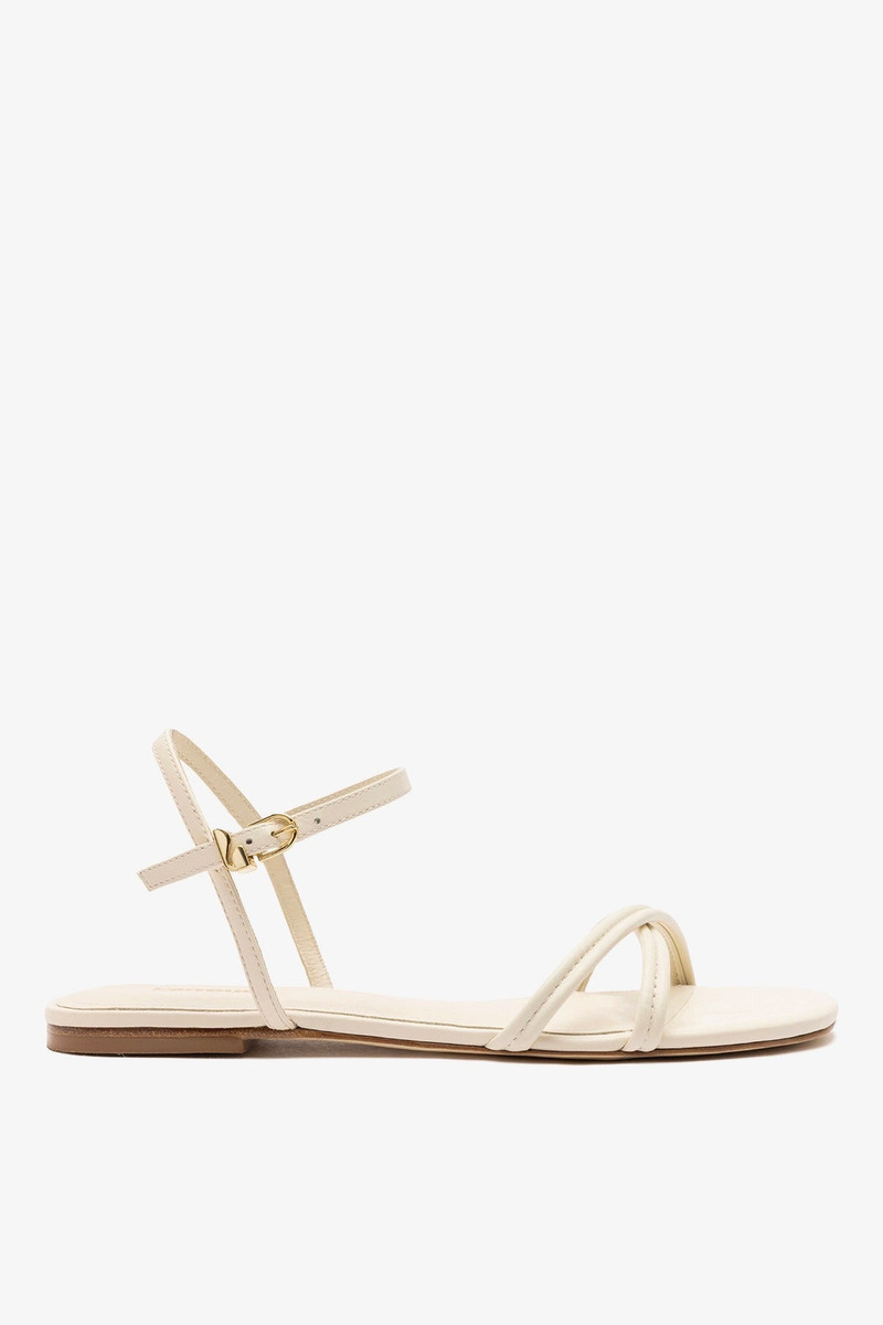 Annie Ankle Strap Sandal In Ivory Leather 1