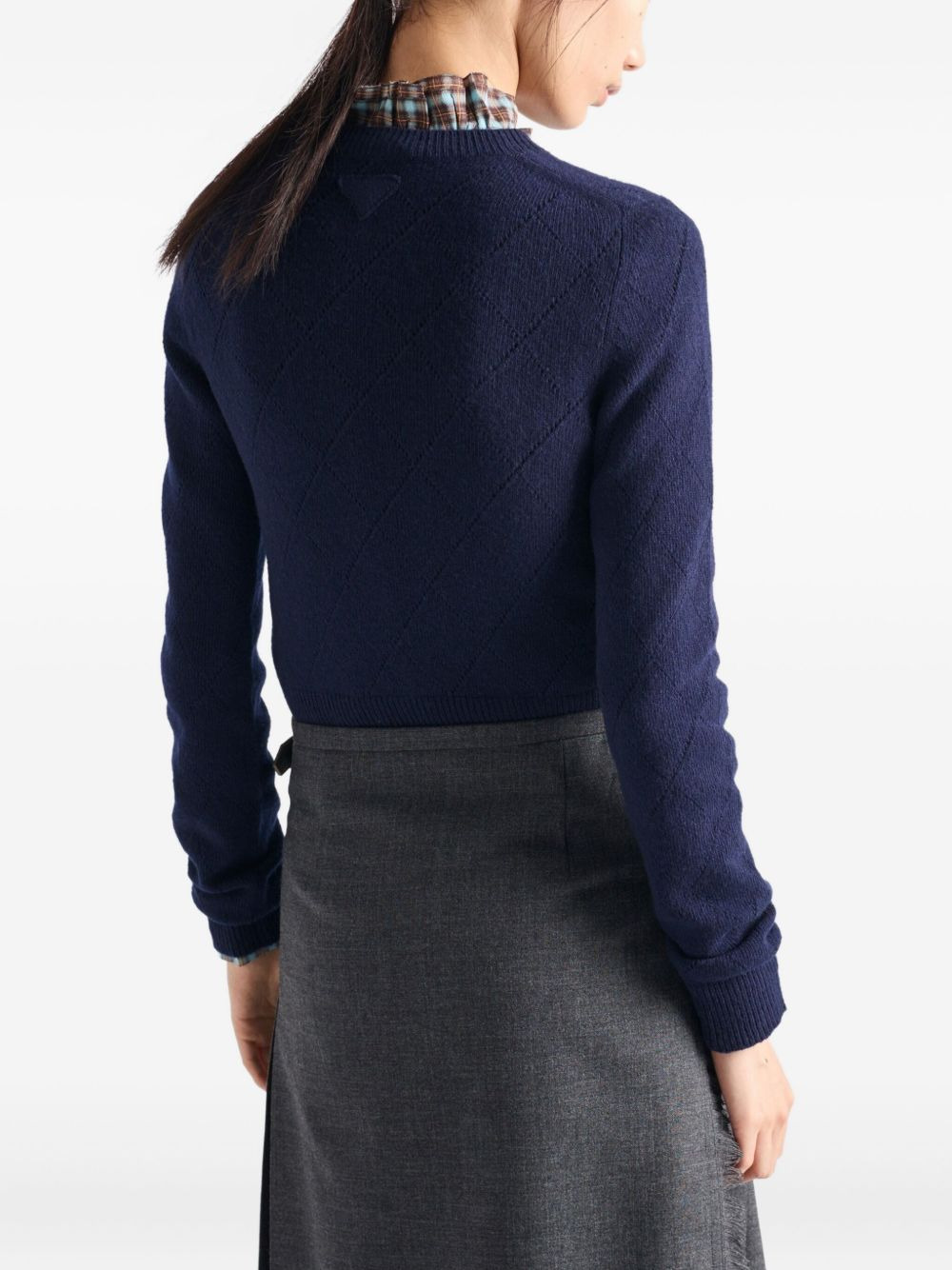 open-weave crew-neck sweater - 3
