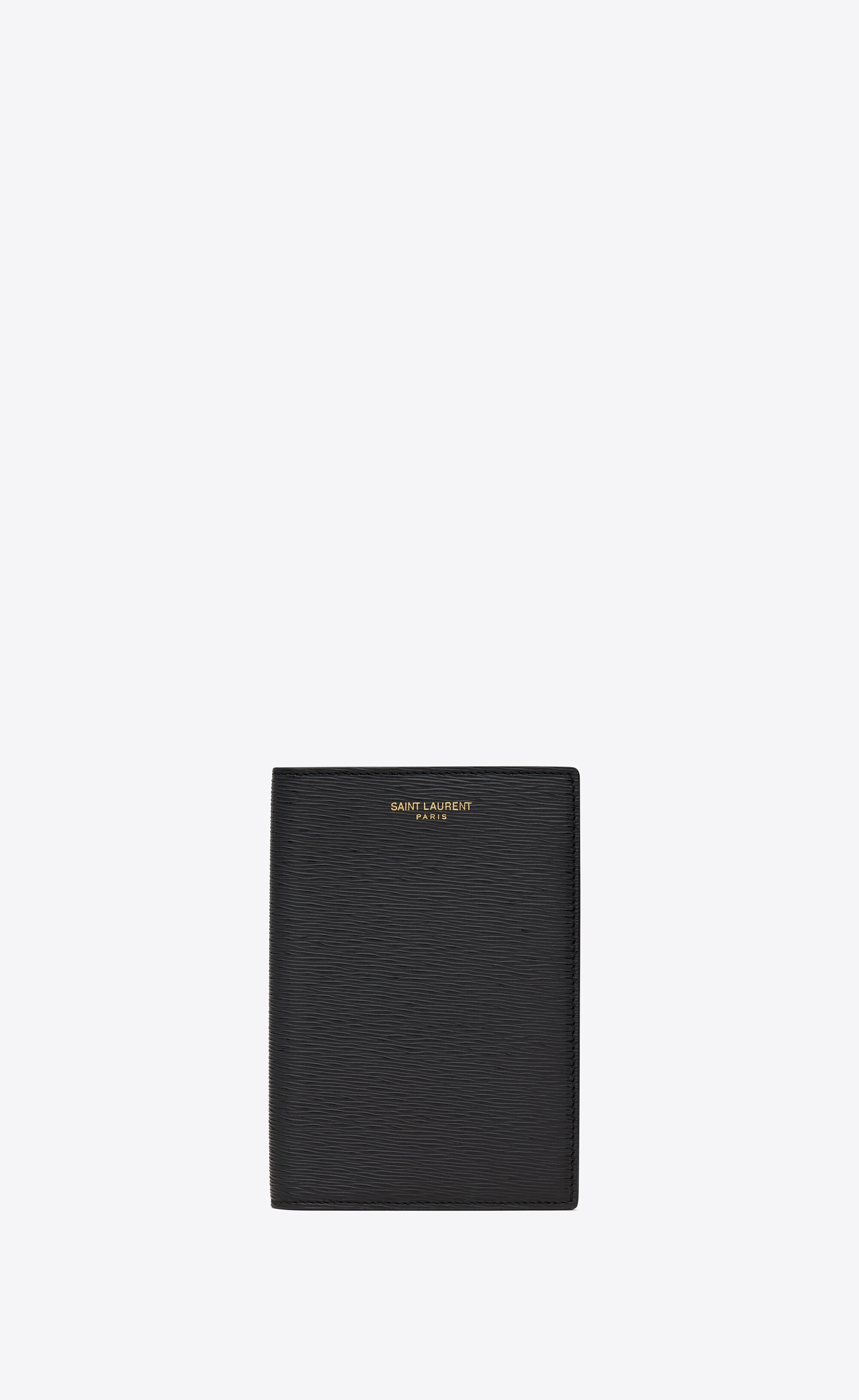 saint laurent paris passport case in ripple-embossed leather - 1