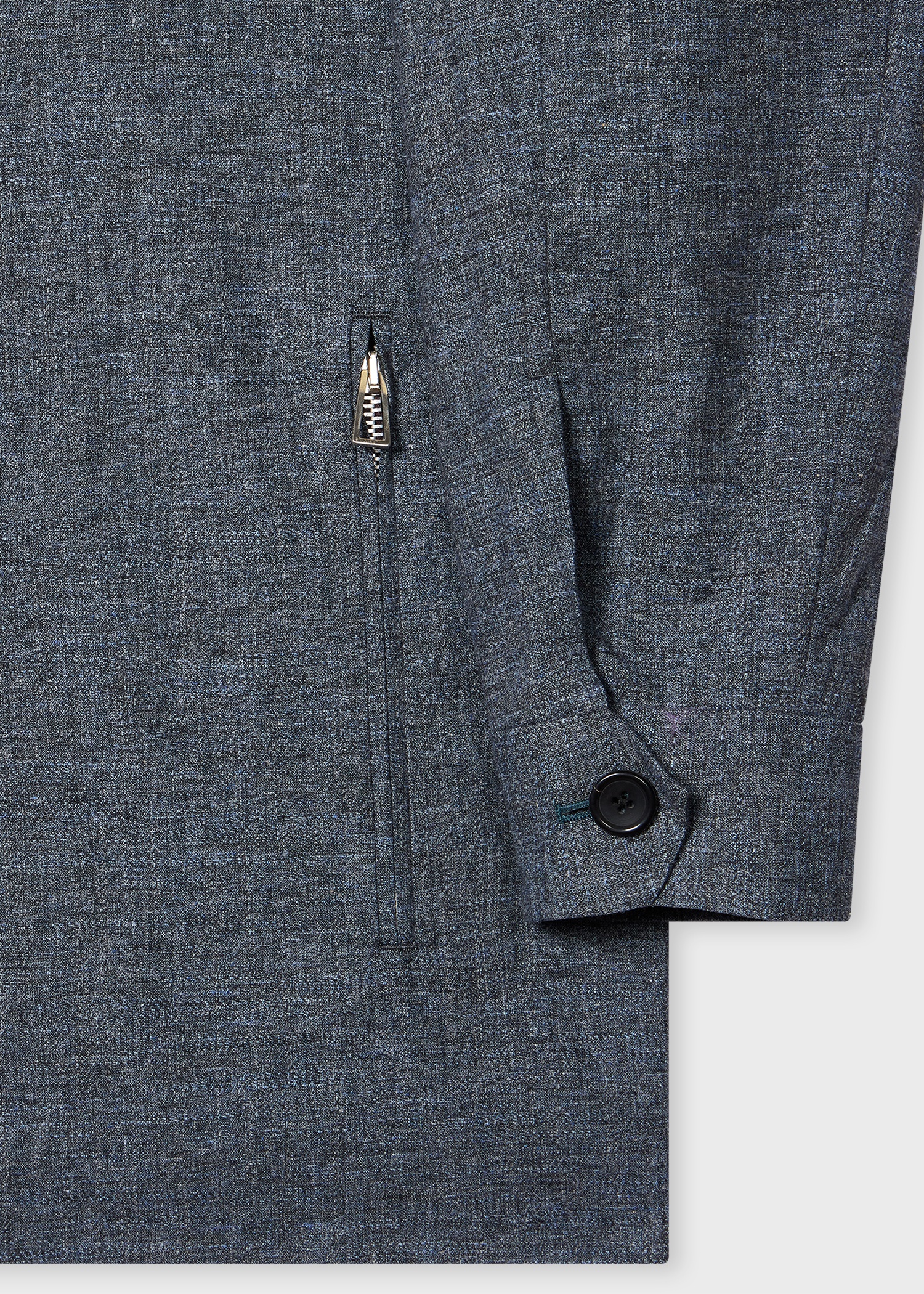 Slate Blue Cotton-Linen Melange Jacket - 3