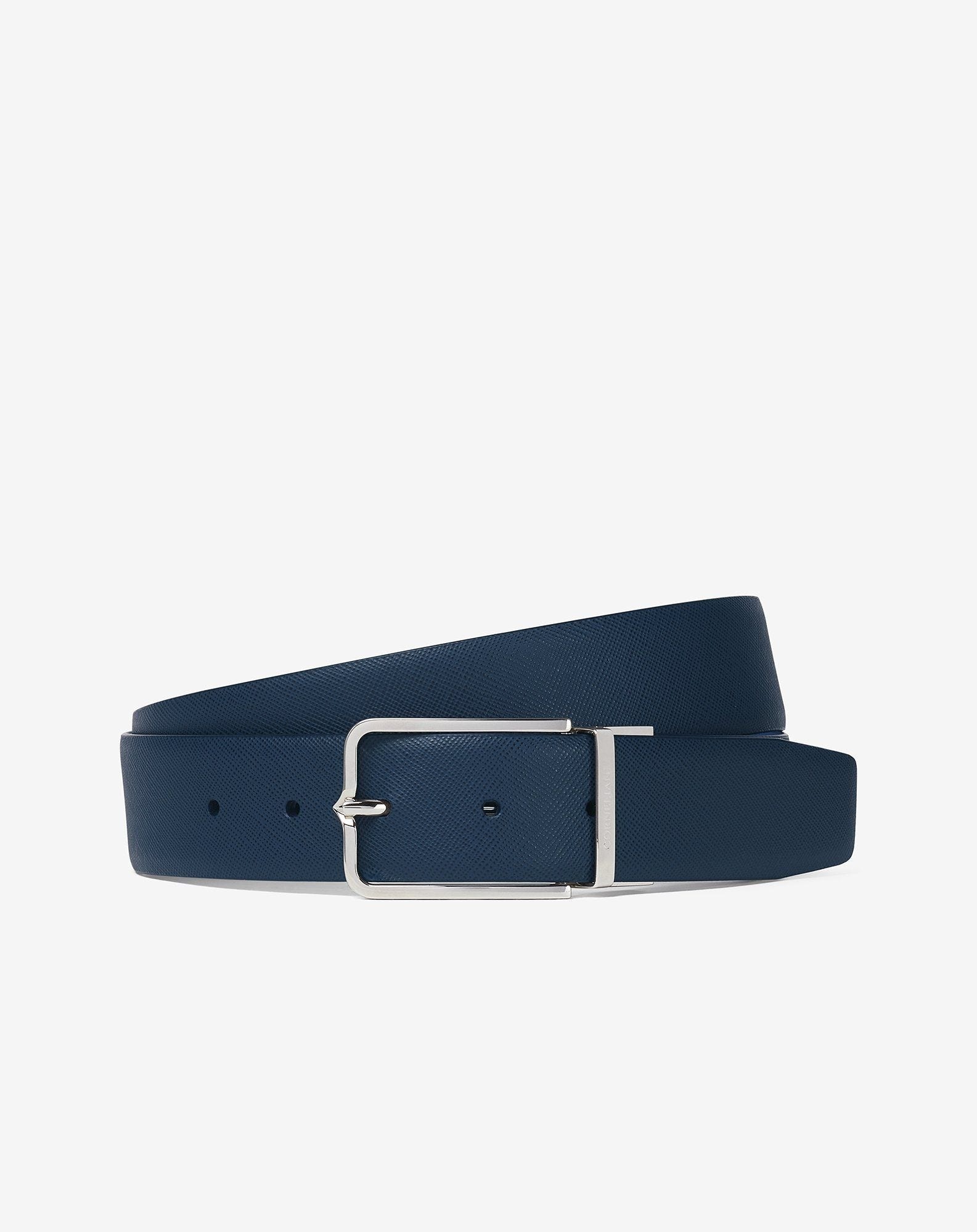 Blue/denim blue Saffiano leather belt - 1