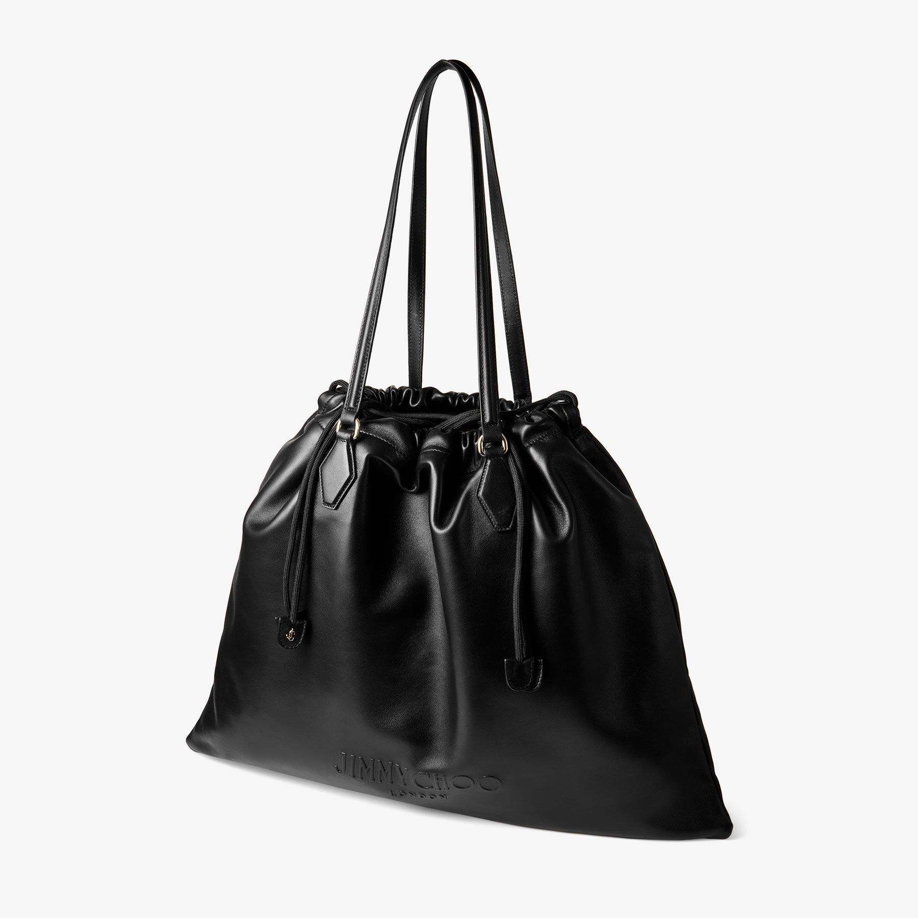 Drawstring Tote L
Black Nappa Leather Drawstring Tote with Embossed Jimmy Choo - 3