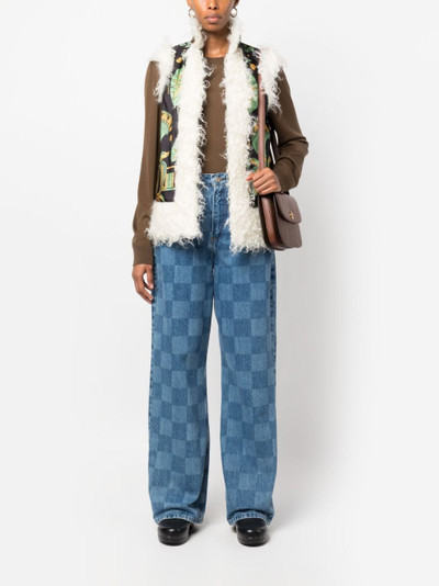 La DoubleJ graphic-print shearling-trim vest outlook