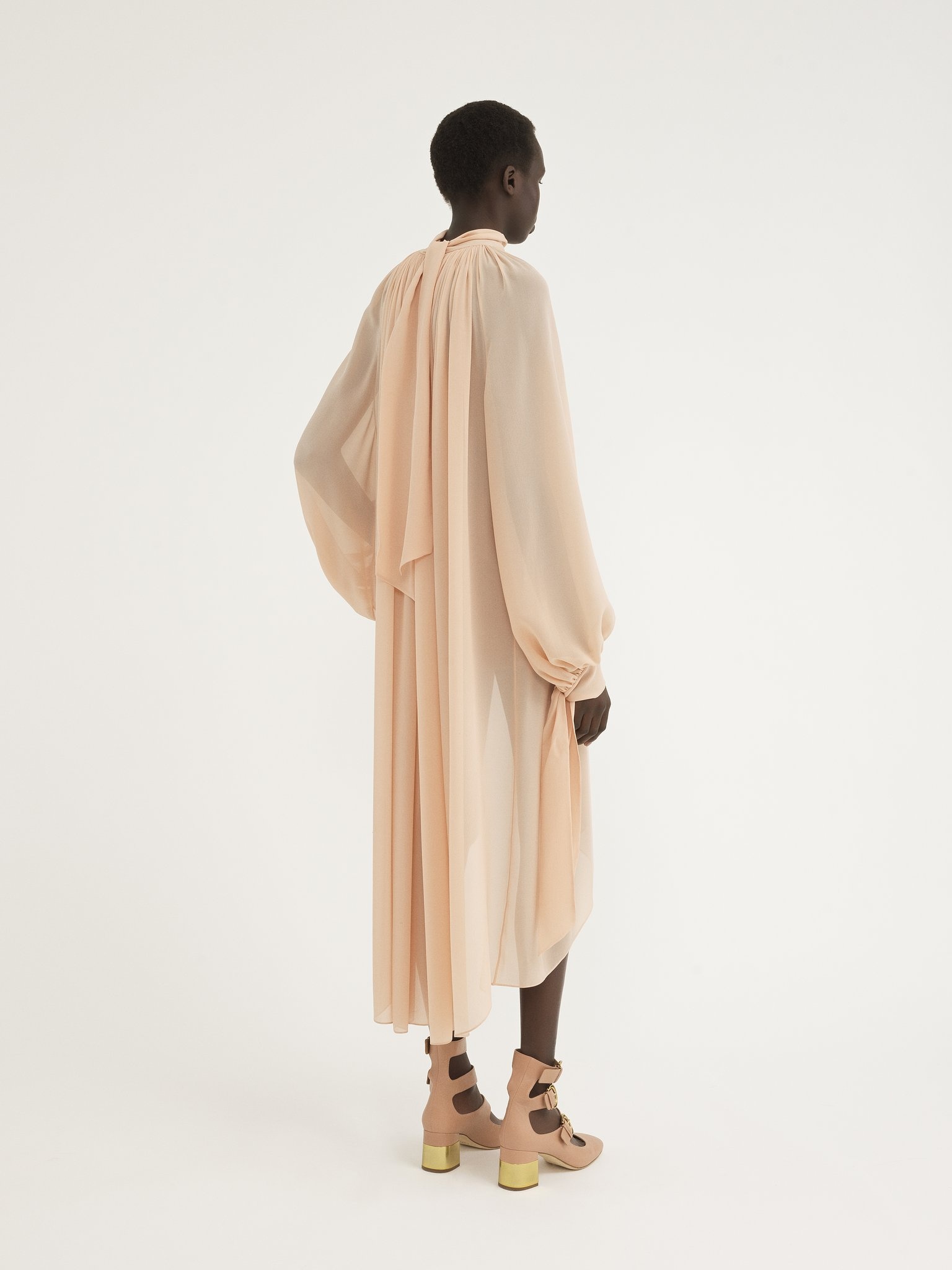 FLUID TUNIC DRESS IN SILK GEORGETTE - 6