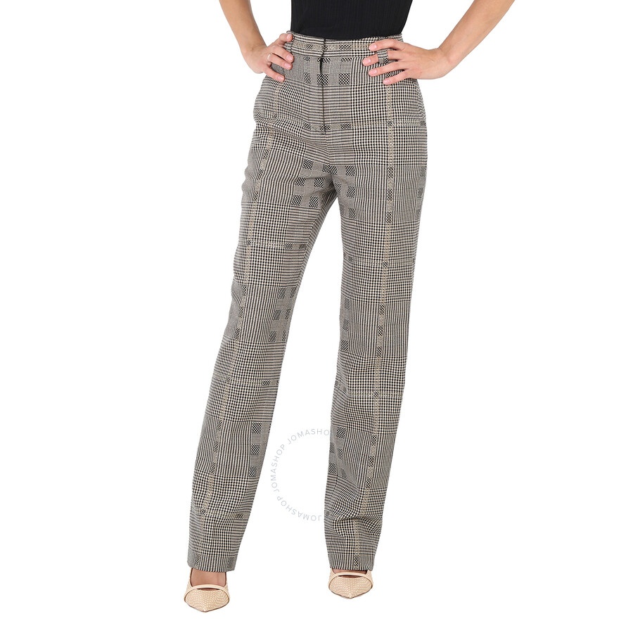 Burberry Ladies Brown Check Wool Jacquard Tailored Trousers - 3