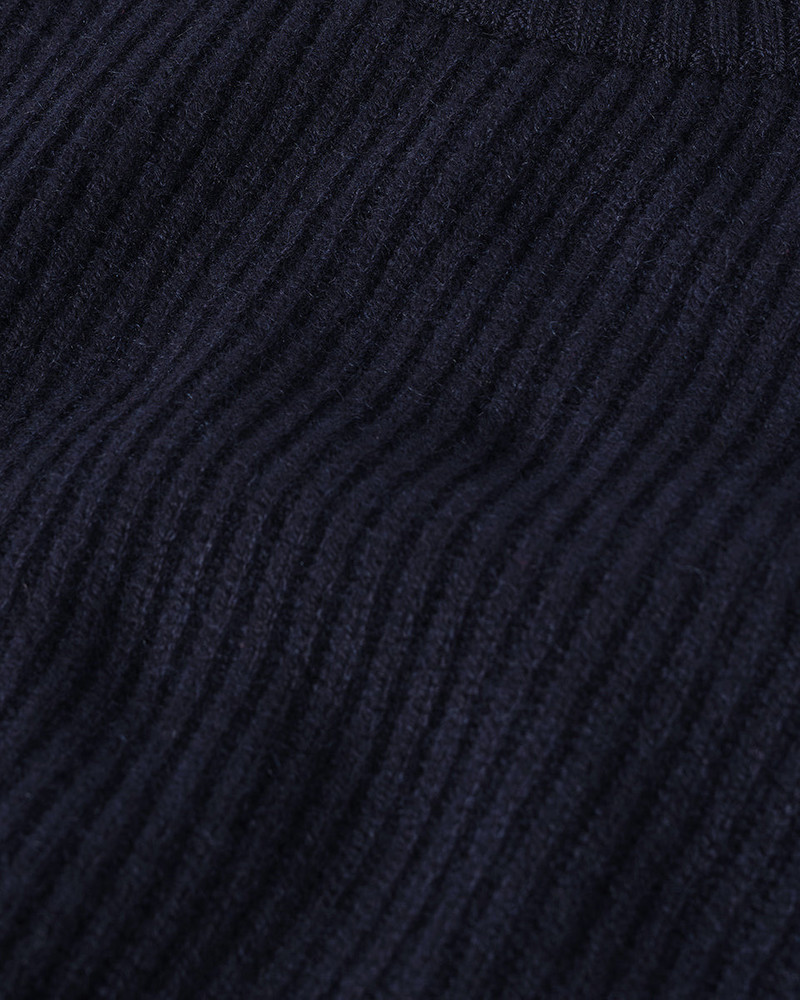 Contrast Neck Navy Cashmere Jumper 6