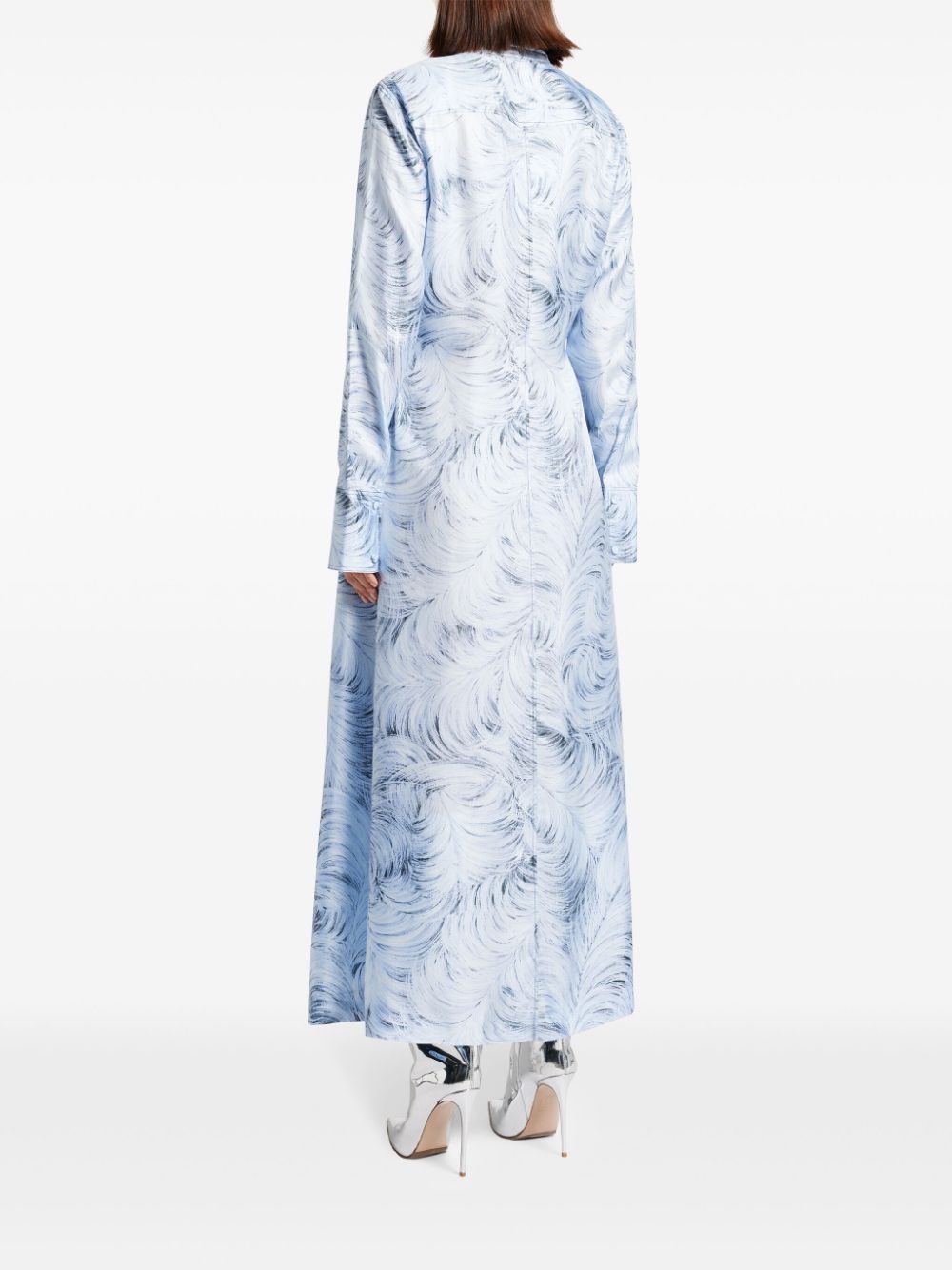 feather-print midi dress - 4