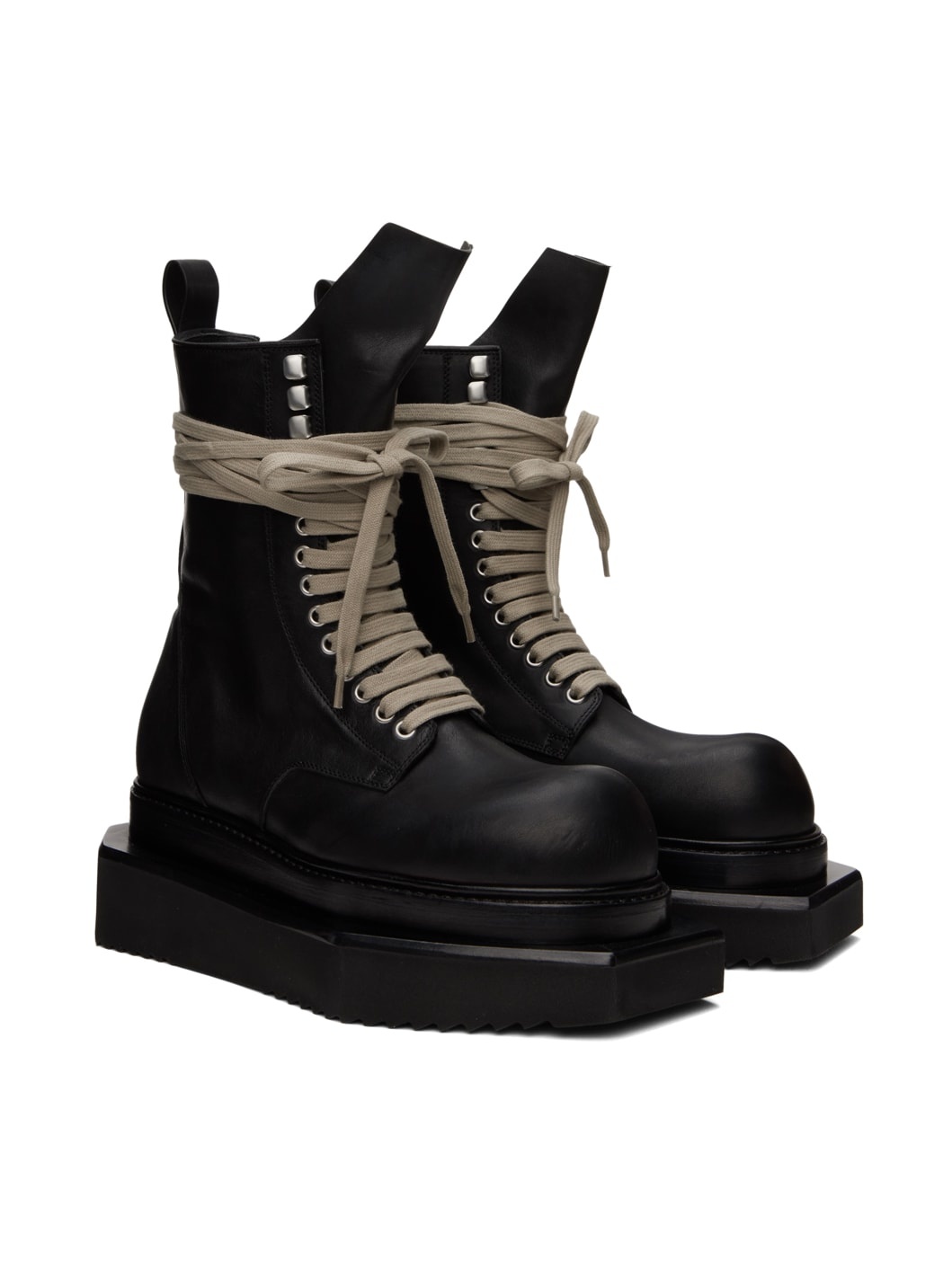 Black Laceup Turbo Cyclops Boots - 4
