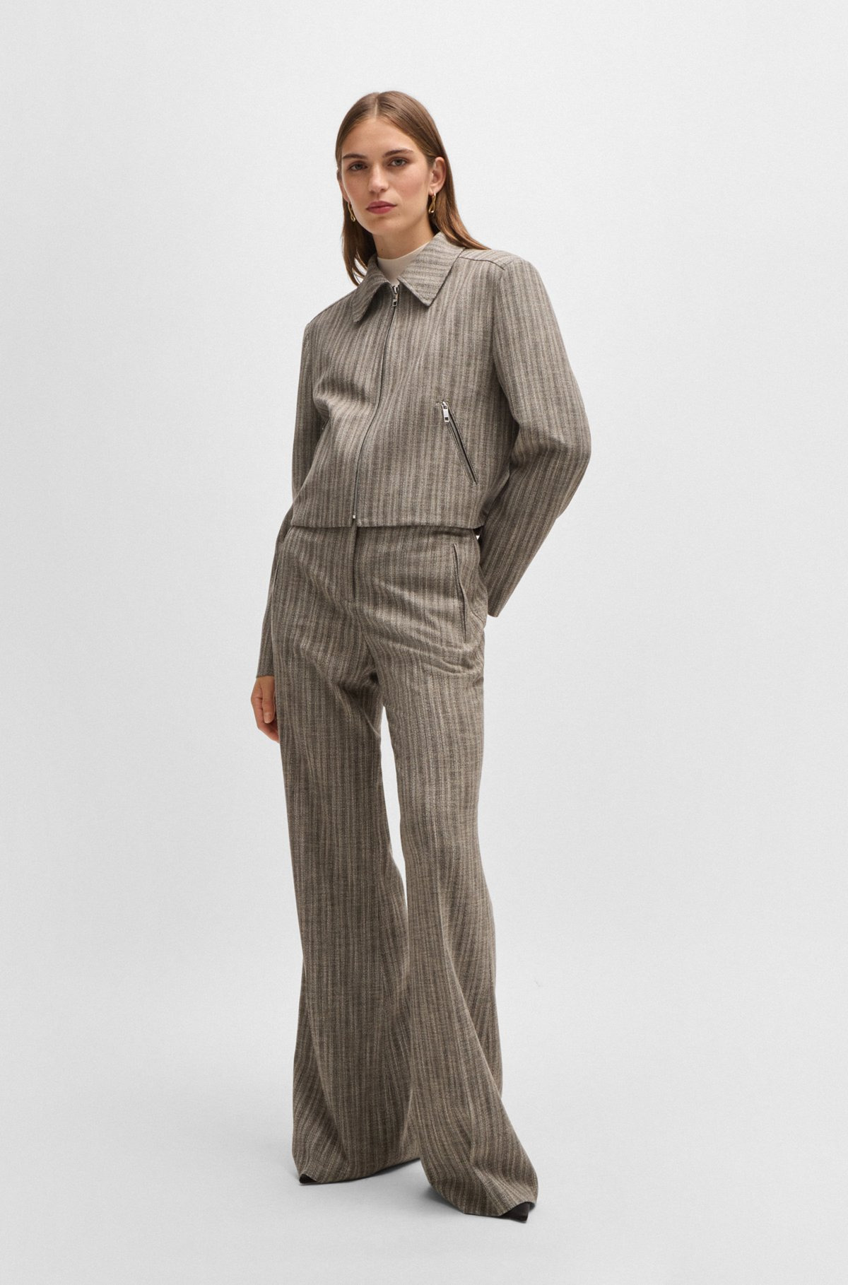 REGULAR-FIT TROUSERS IN STRIPED STRETCH CLOTH - 3