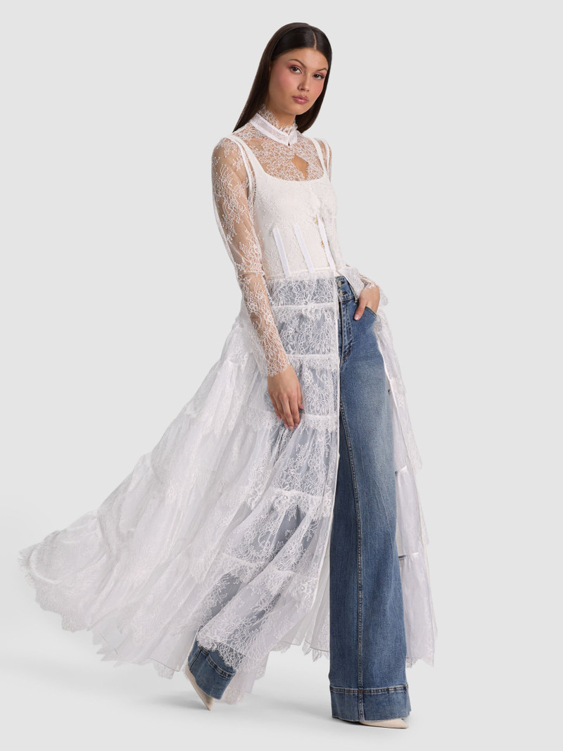 XAVIER TIERED LACE MAXI COAT 3