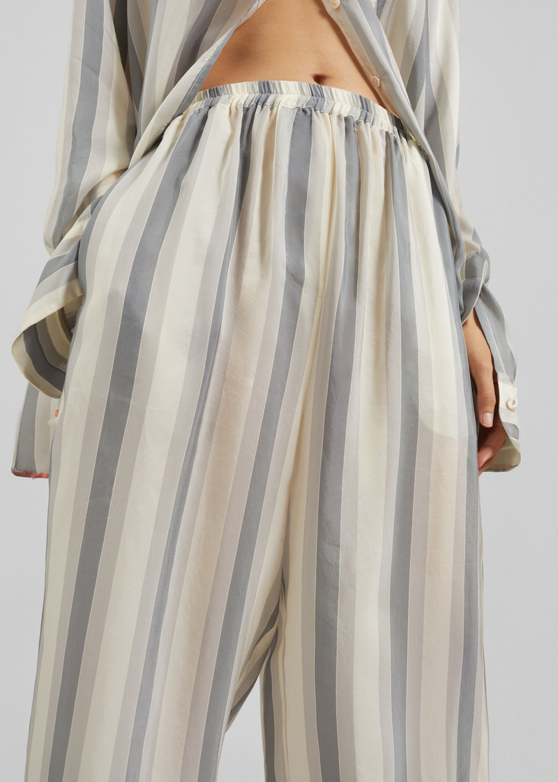 Baxter Sheer Fluid Track Pants - White/Grey Stripe 6