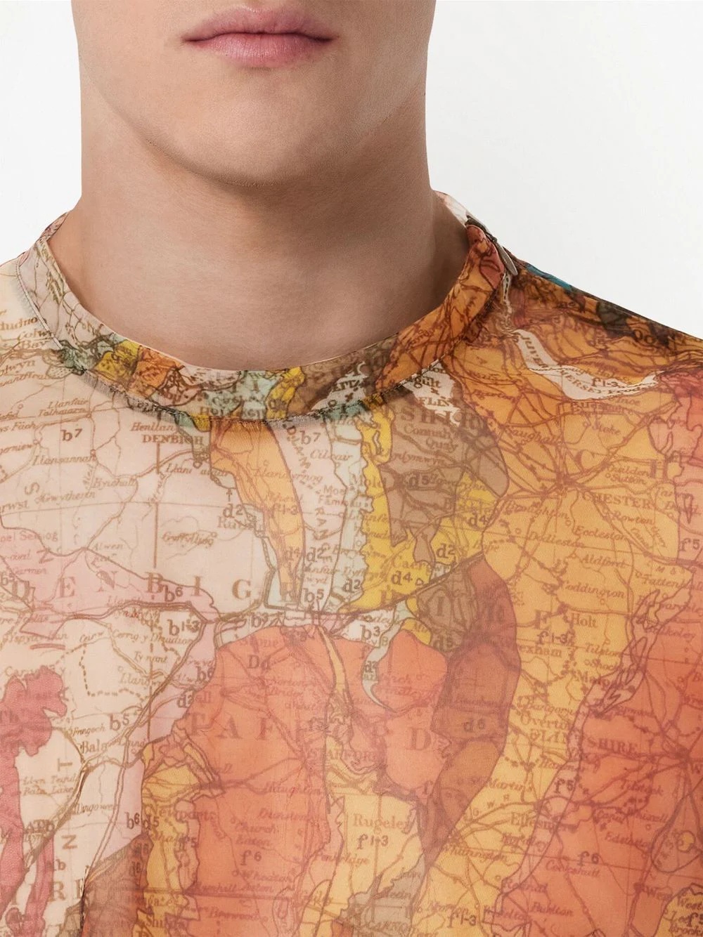 map print mesh T-shirt - 5