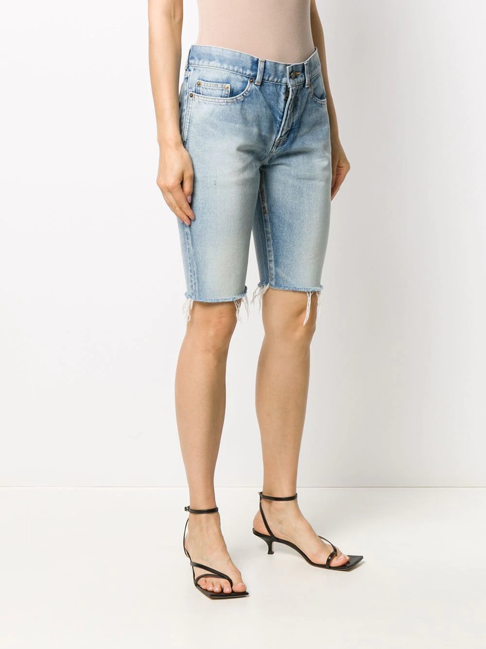 frayed-edge denim shorts - 3