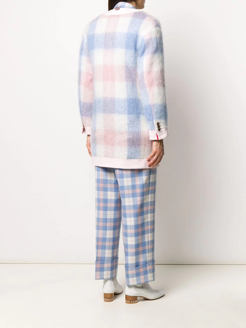 oversized check cardigan - 4