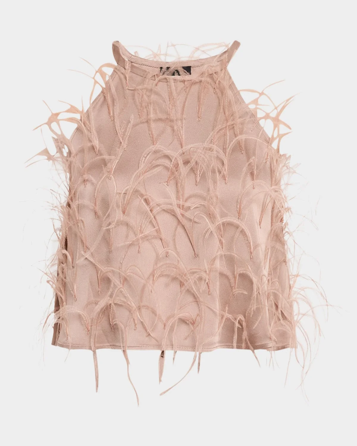 Feather Doubleface Satin Crop Halter Cami - 1