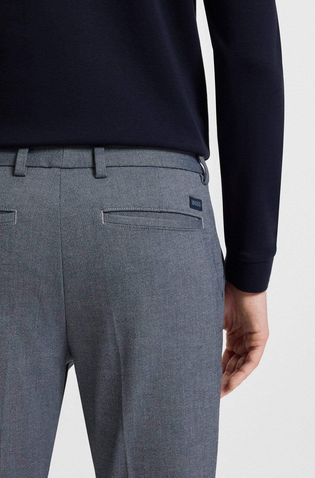 SLIM-FIT TROUSERS IN MELANGE STRETCH FABRIC - 5