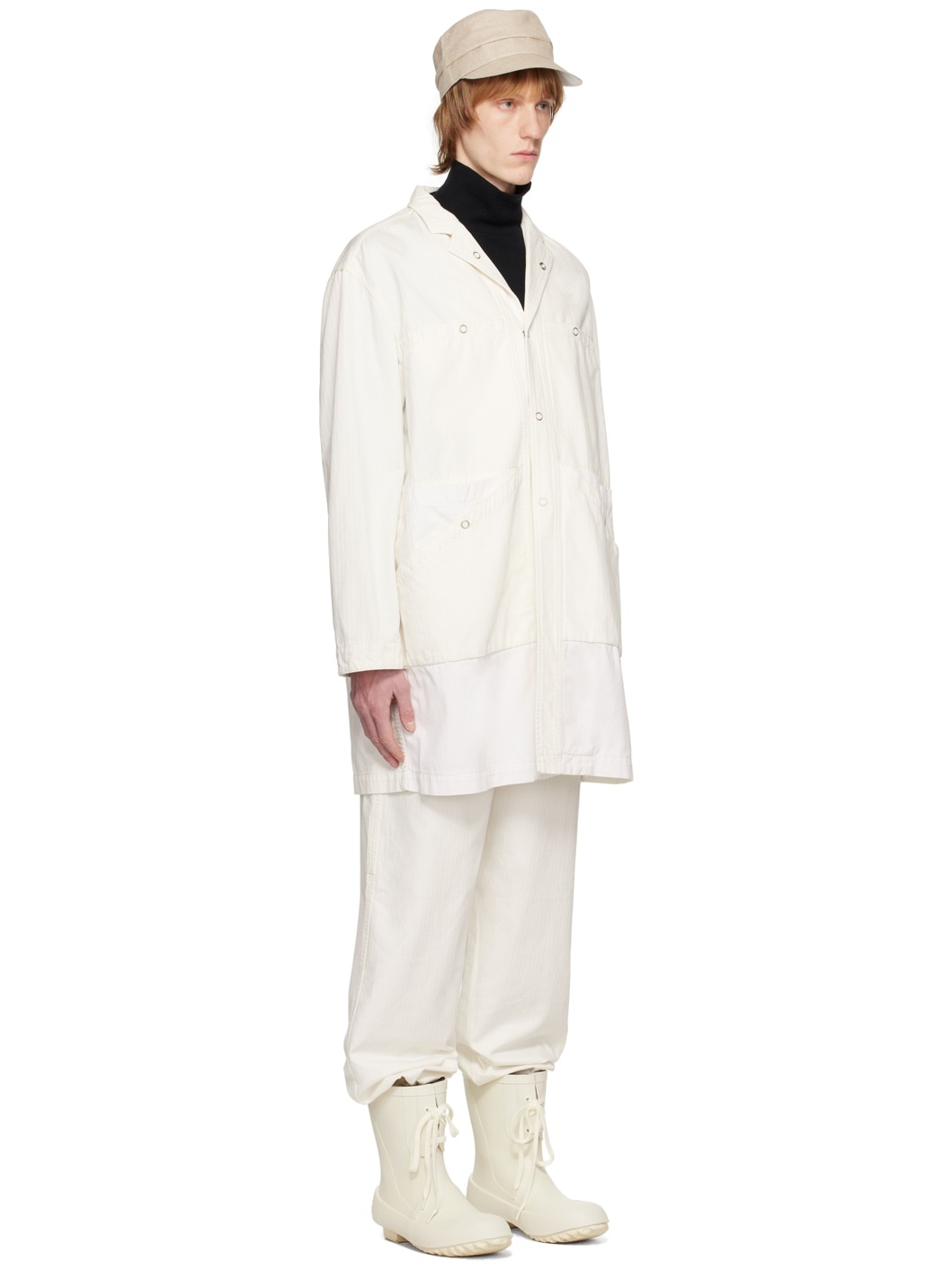 Off-White Notched Lapel Coat - 2