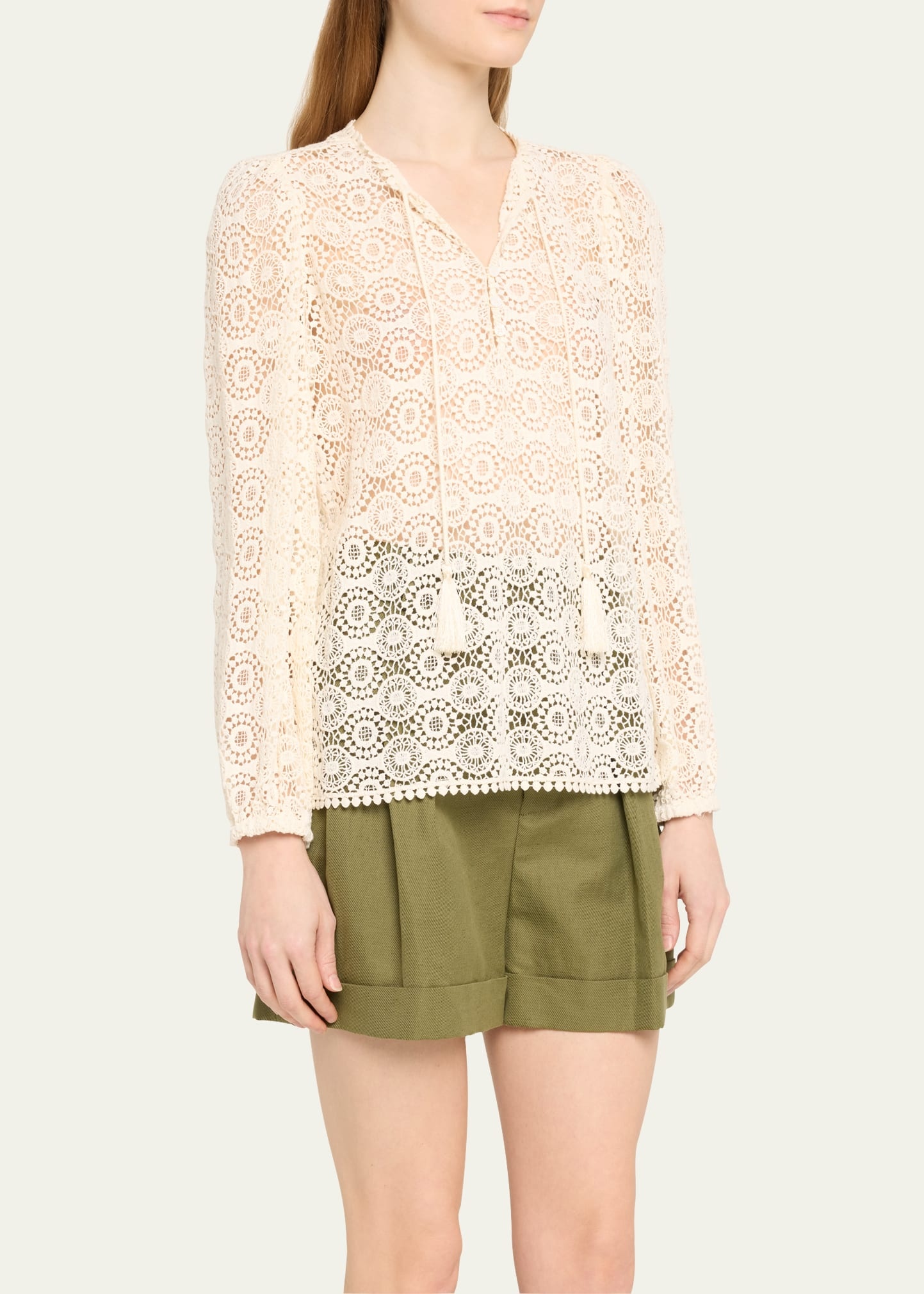 Lace Tassel Popover Top - 4