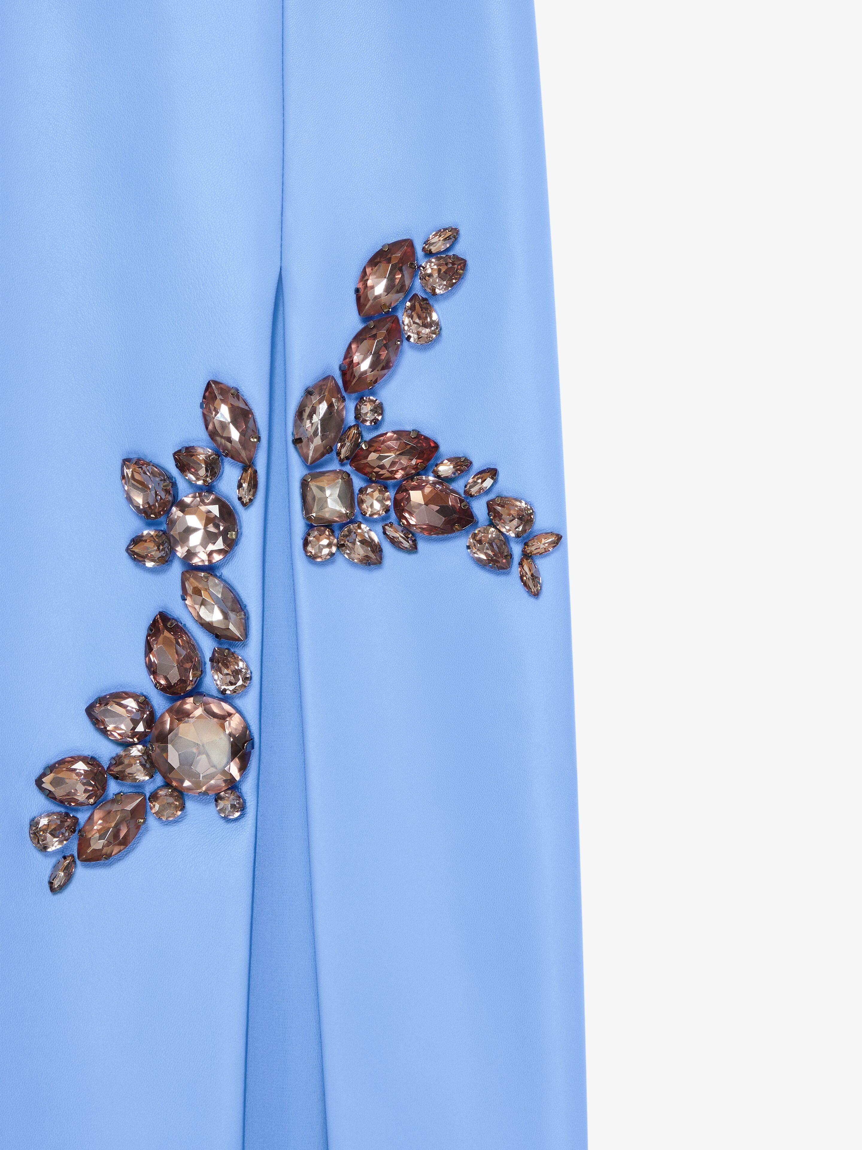 SKIRT IN LEATHER WITH EMBROIDERED STONES - 5