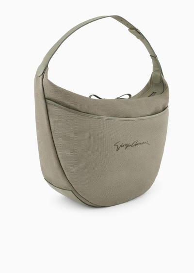 GIORGIO ARMANI Canvas oversized crescent-shaped shoulder bag outlook