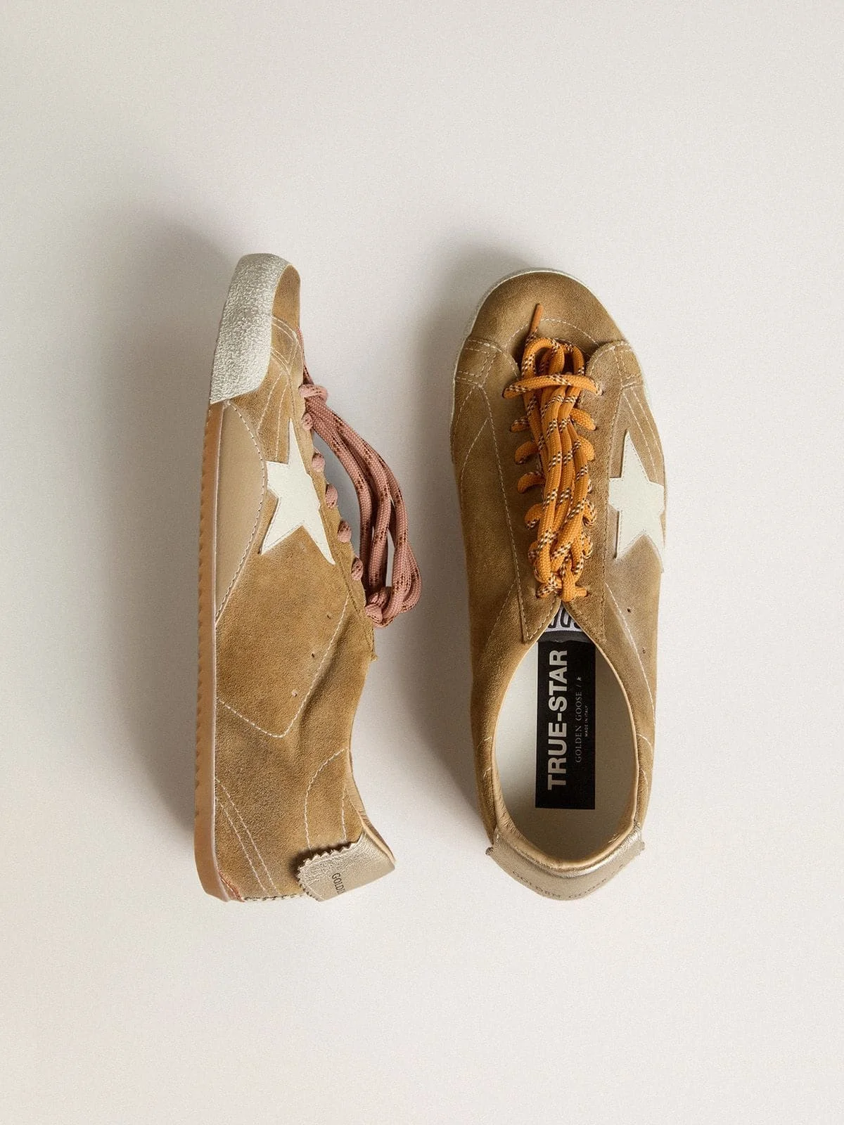 Golden Goose Women's True-Star in tobacco-colored suede with white