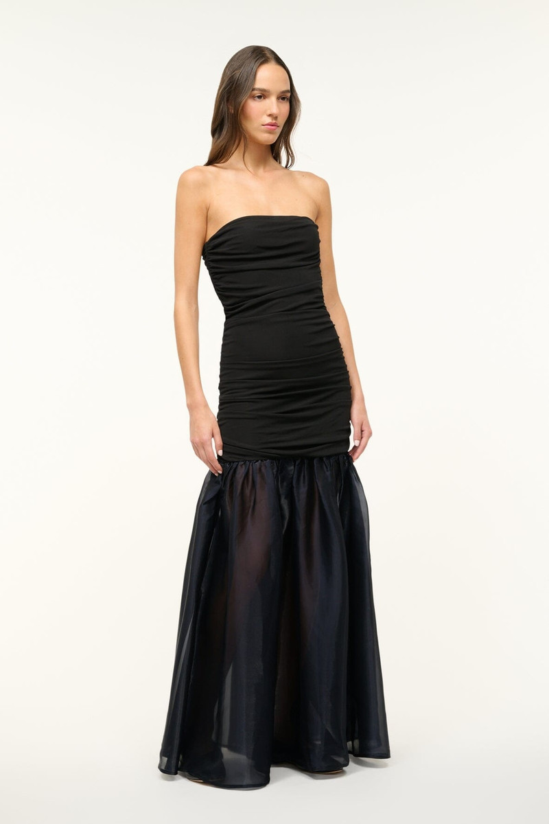 STAUD LIYA DRESS BLACK NAVY 4