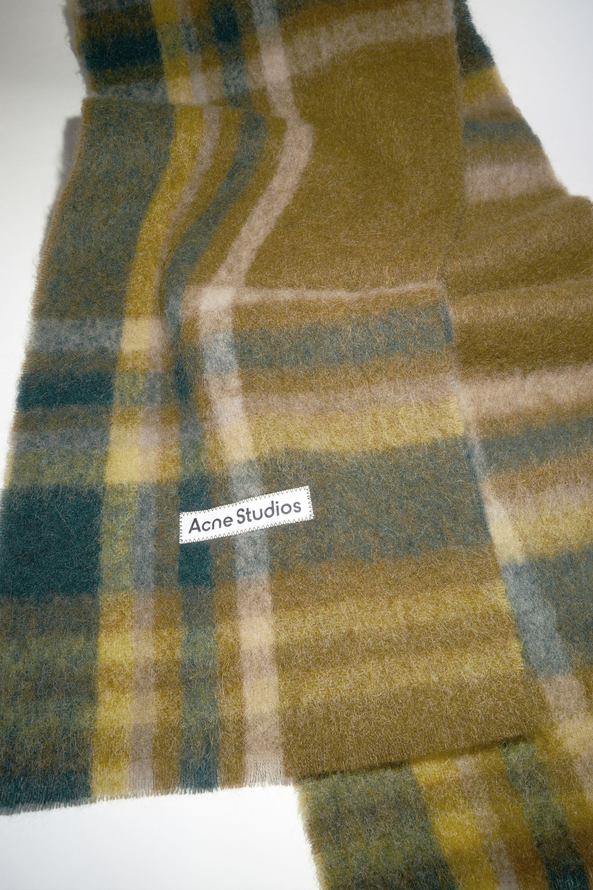 Checked scarf - Khaki green/forest green - 4