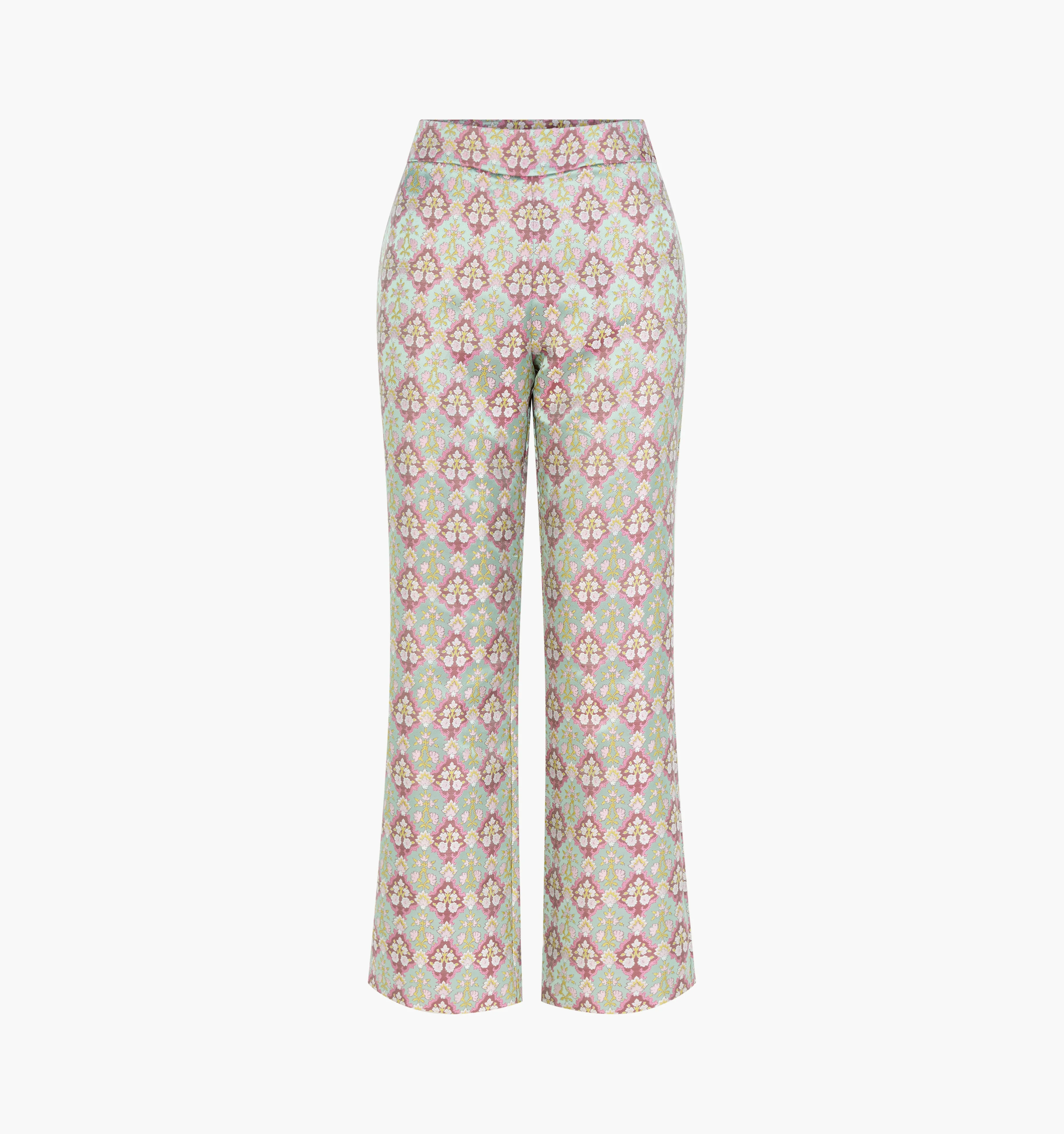 The Annina Pant - Baroque Diamond Block Berry/Green - 1